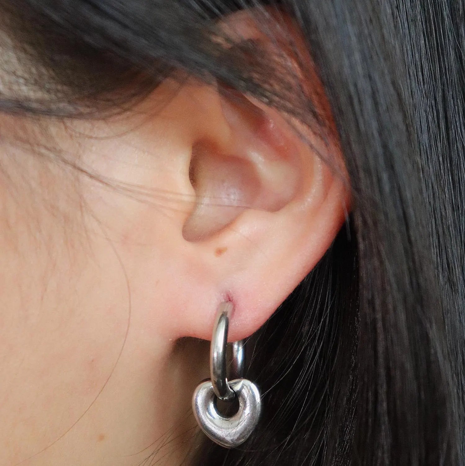 Dangle Heart Earrings in Gold and Silver