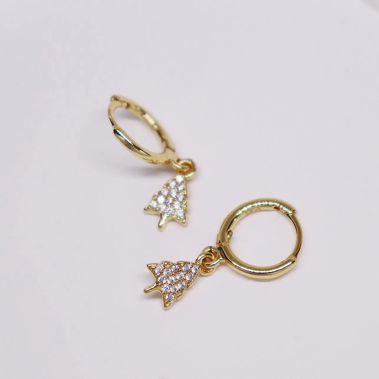 Dainty Christmas Tree Hoop Earrings