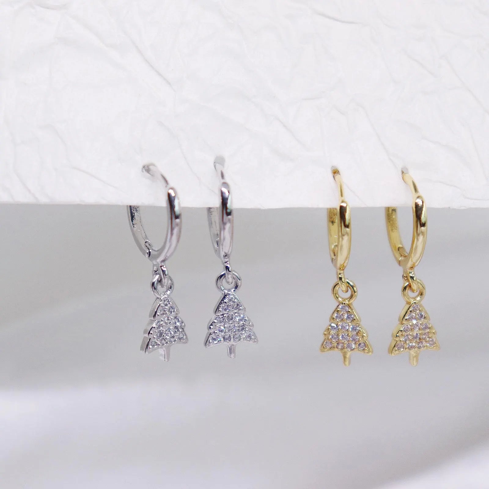 Dainty Christmas Tree Hoop Earrings