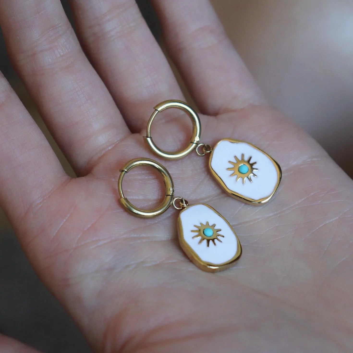 Turquoise Sun Pendant Earrings