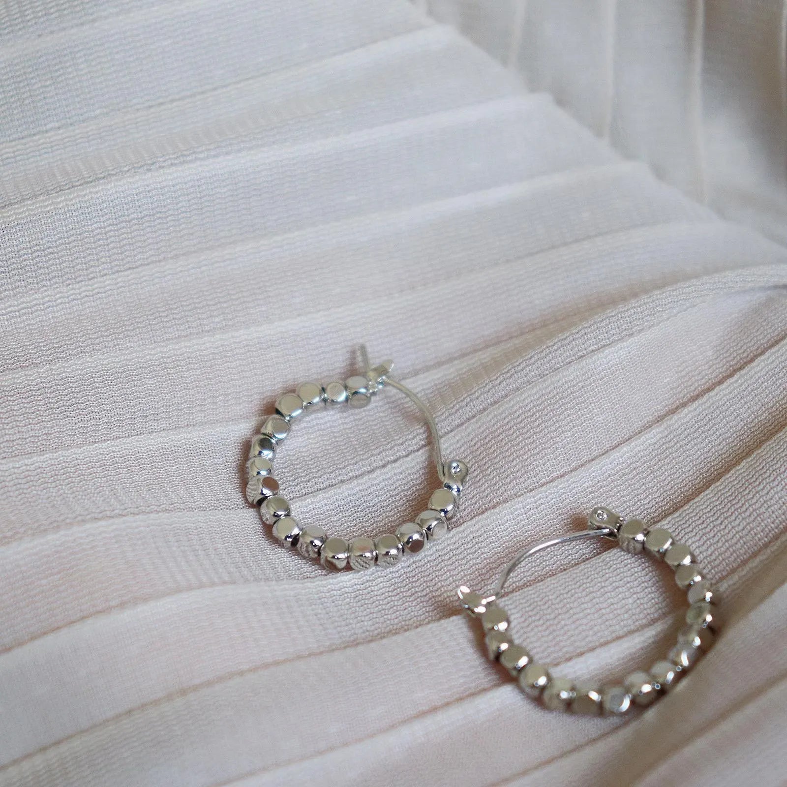 Minimalist Beaded Hoop Earrings in Gold & Silver