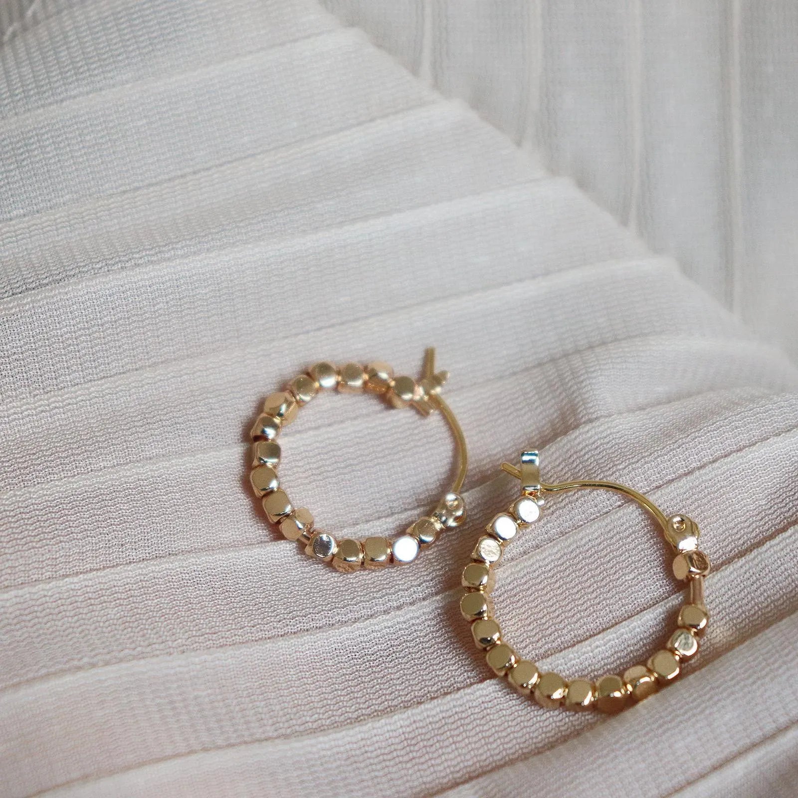 Minimalist Beaded Hoop Earrings in Gold & Silver