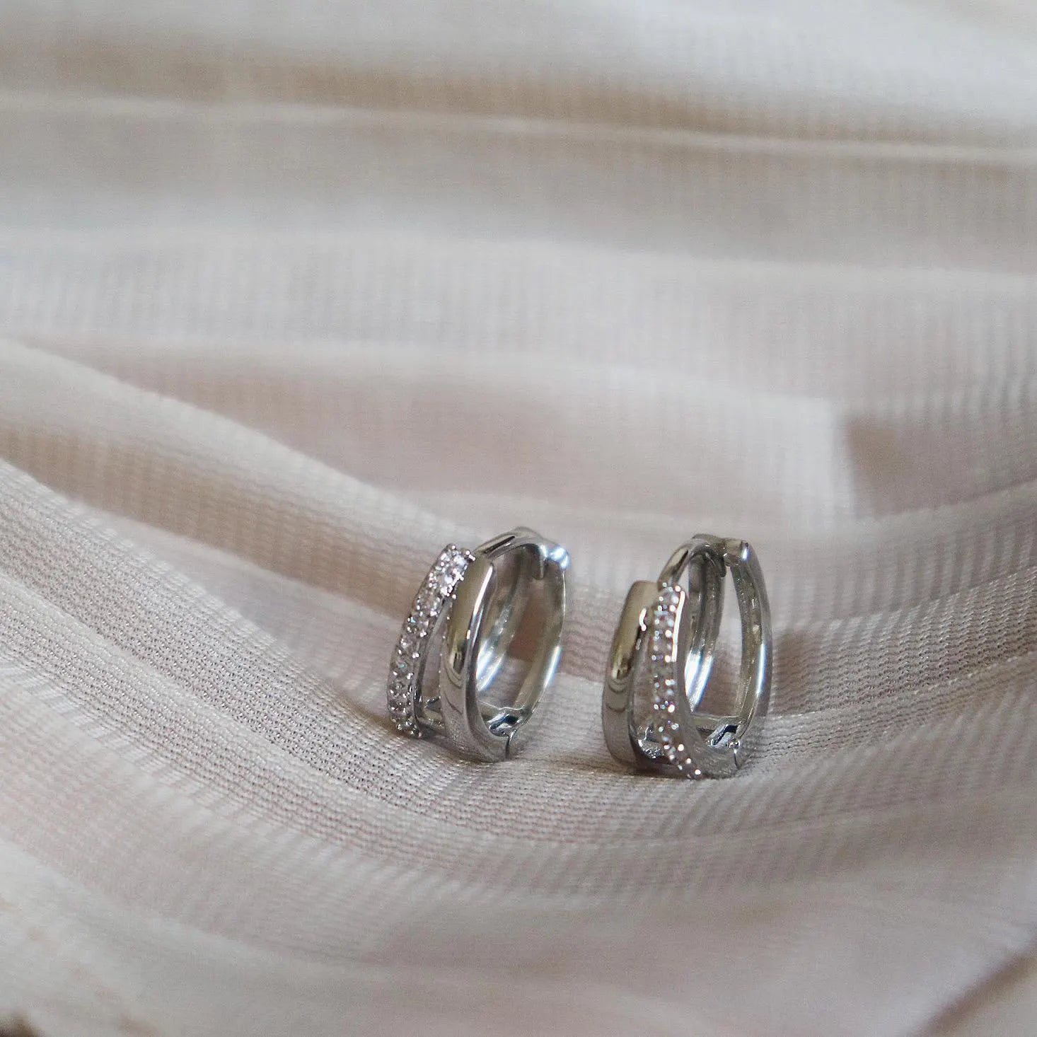Dainty Double Hoop Diamante Earrings