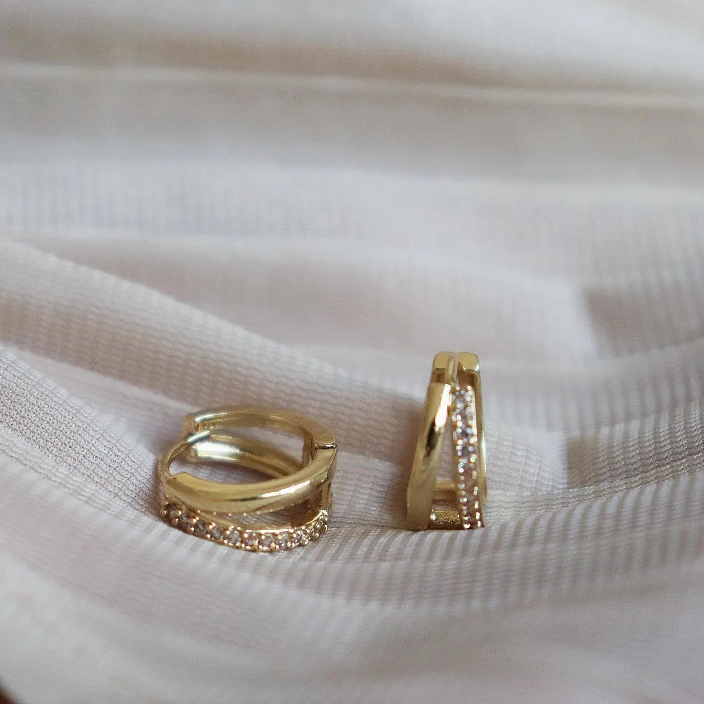 Dainty Double Hoop Diamante Earrings