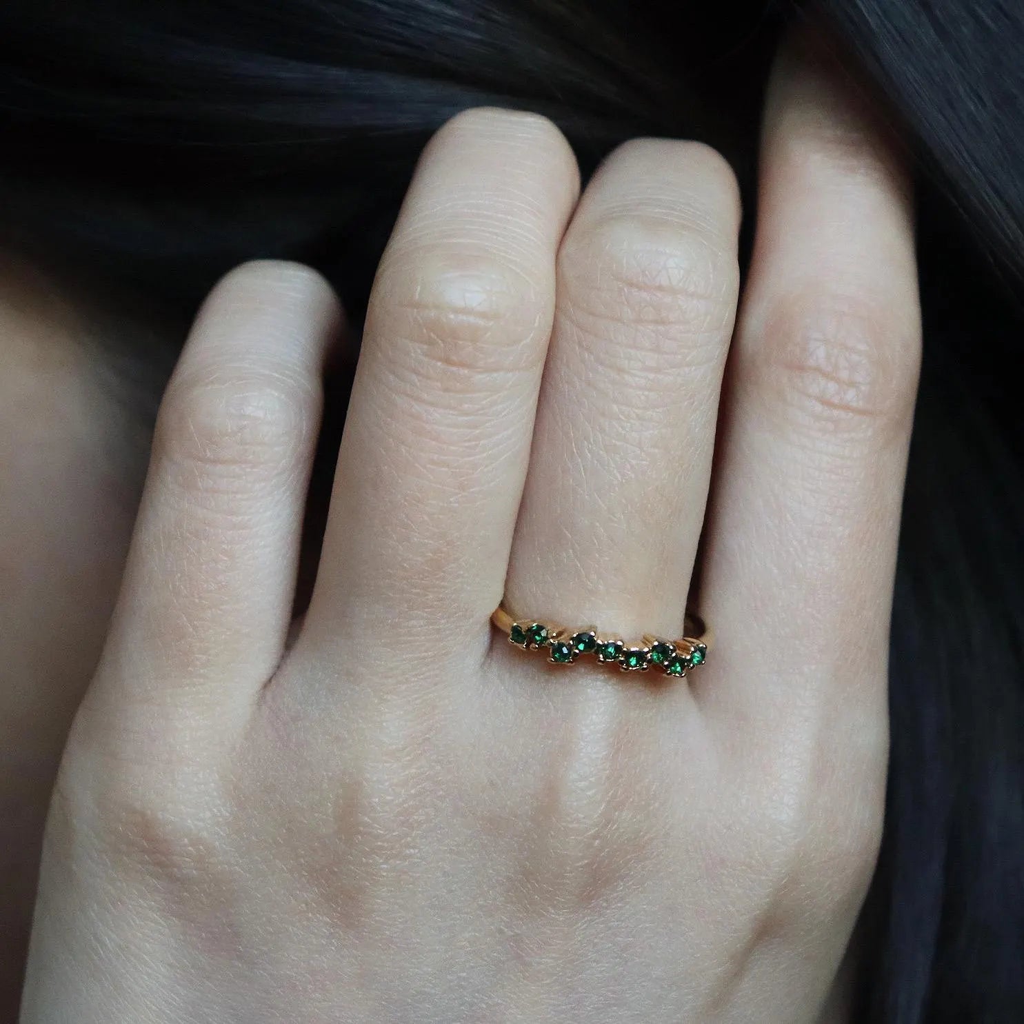 Dainty Amethyst Half Eternity Band Ring