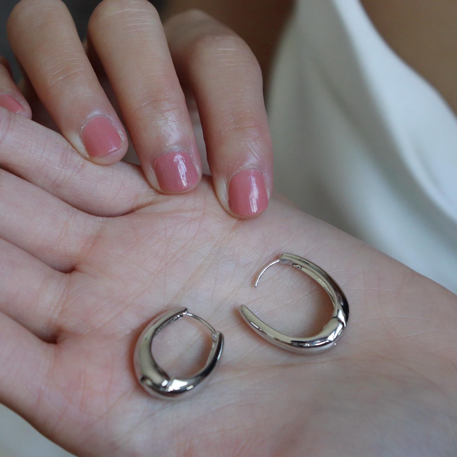 Minimalist Oval Huggie Hoop Earring
