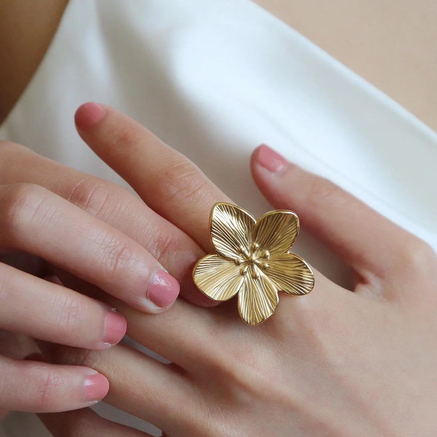 Golden Flower Open Ring