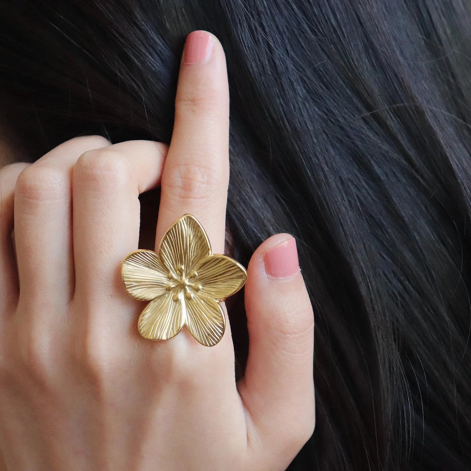 Golden Flower Open Ring
