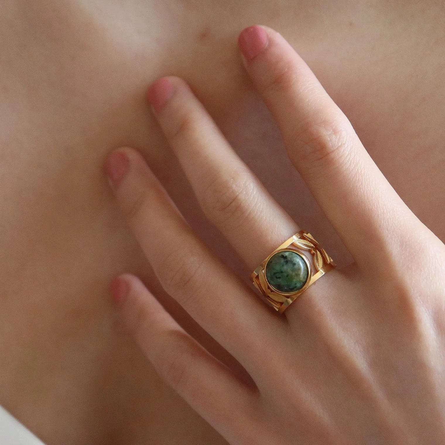 Vintage Turquoise Leaf Ring