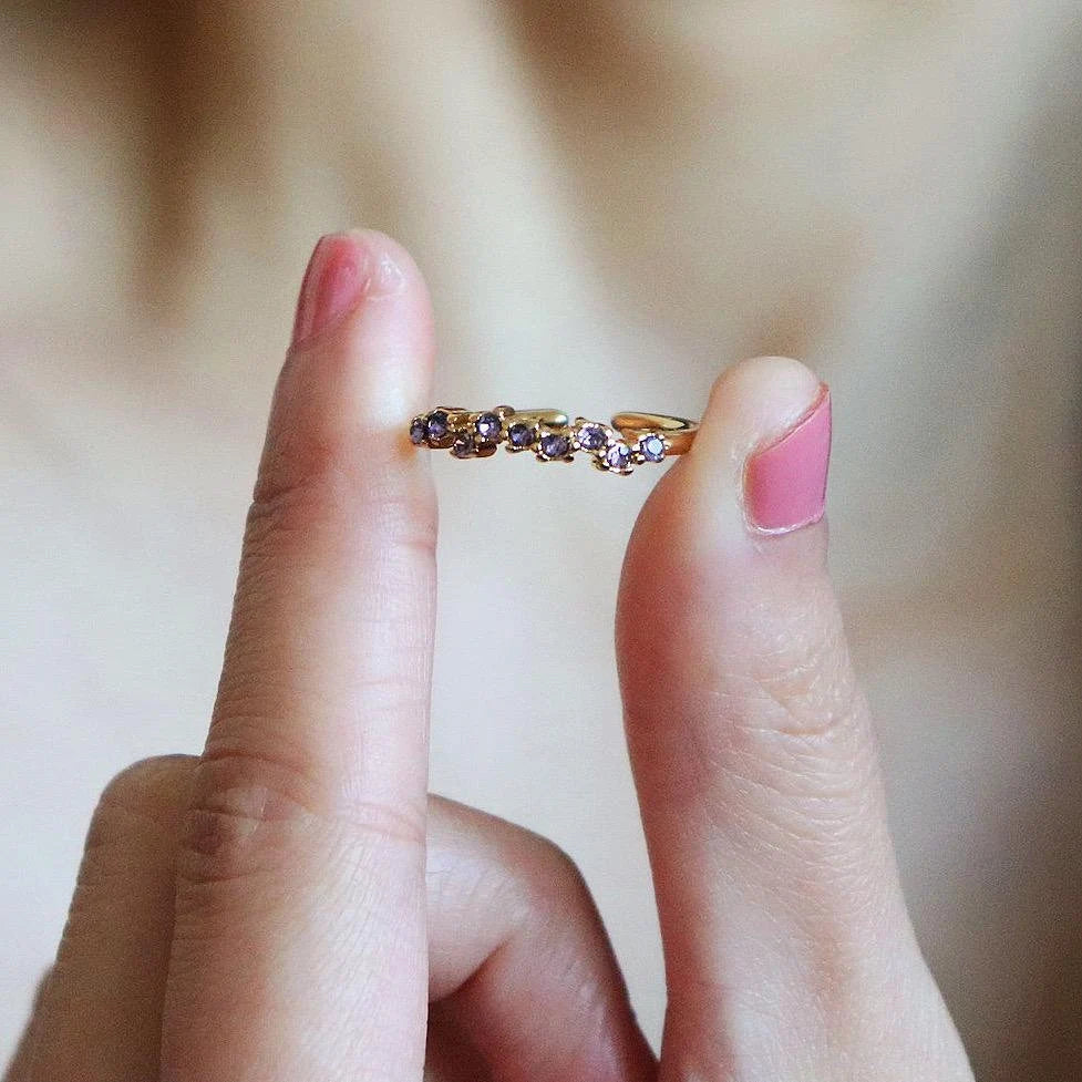 Dainty Amethyst Half Eternity Band Ring