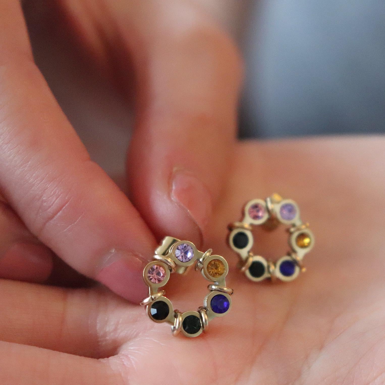 Multicolored Circle Stud Earring