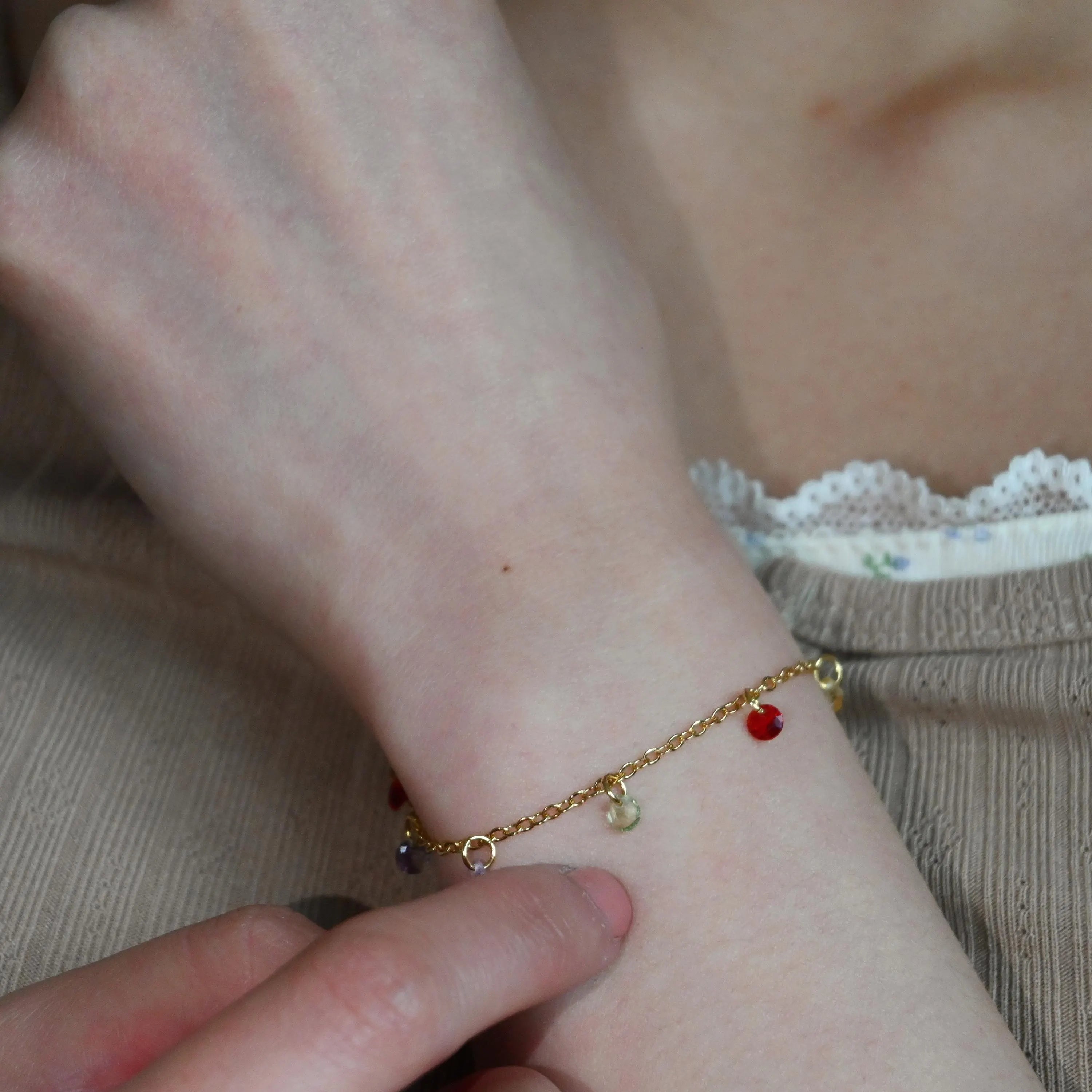 Dainty Multicolored Stone Bracelet