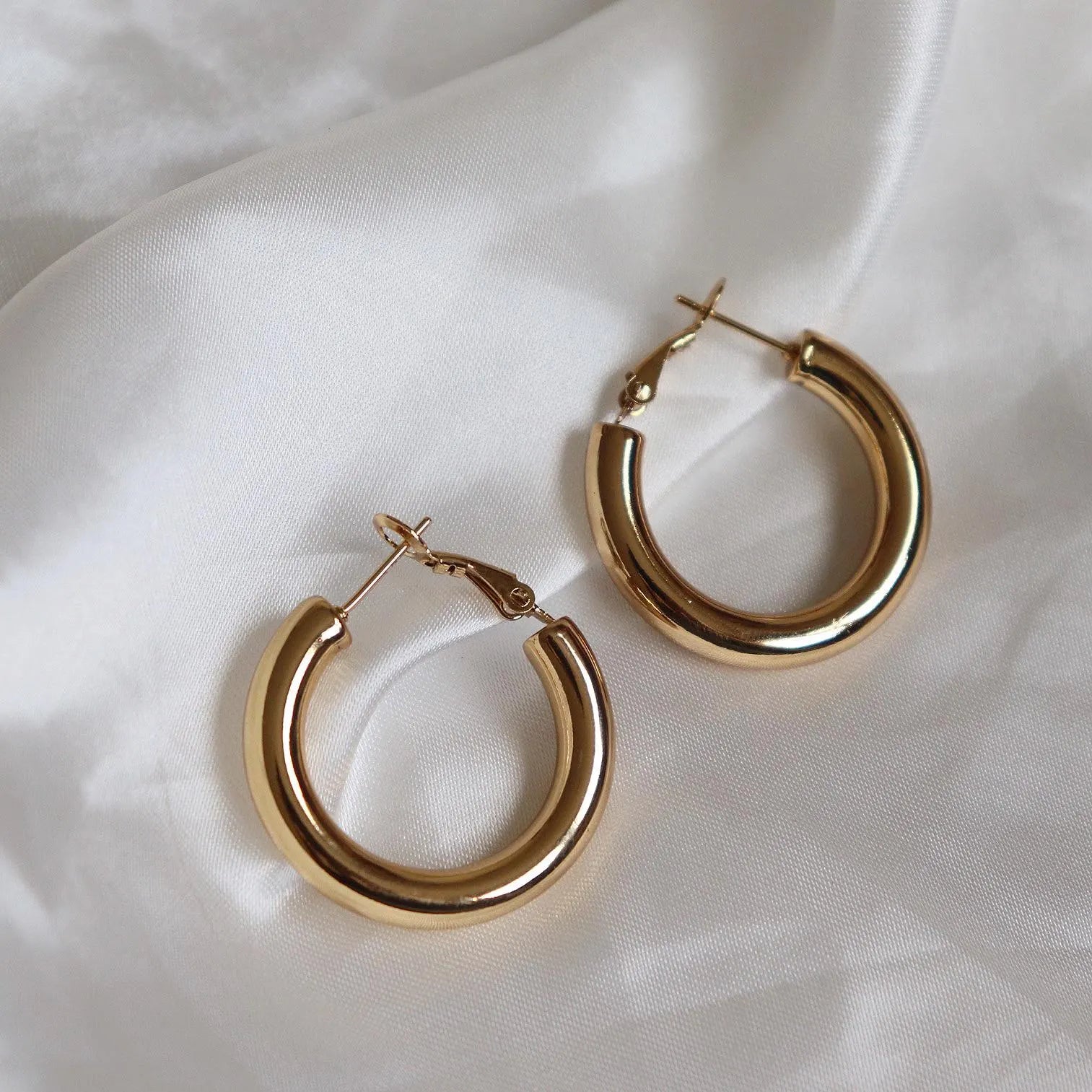 Chunky Round Tube Hoop Earrings