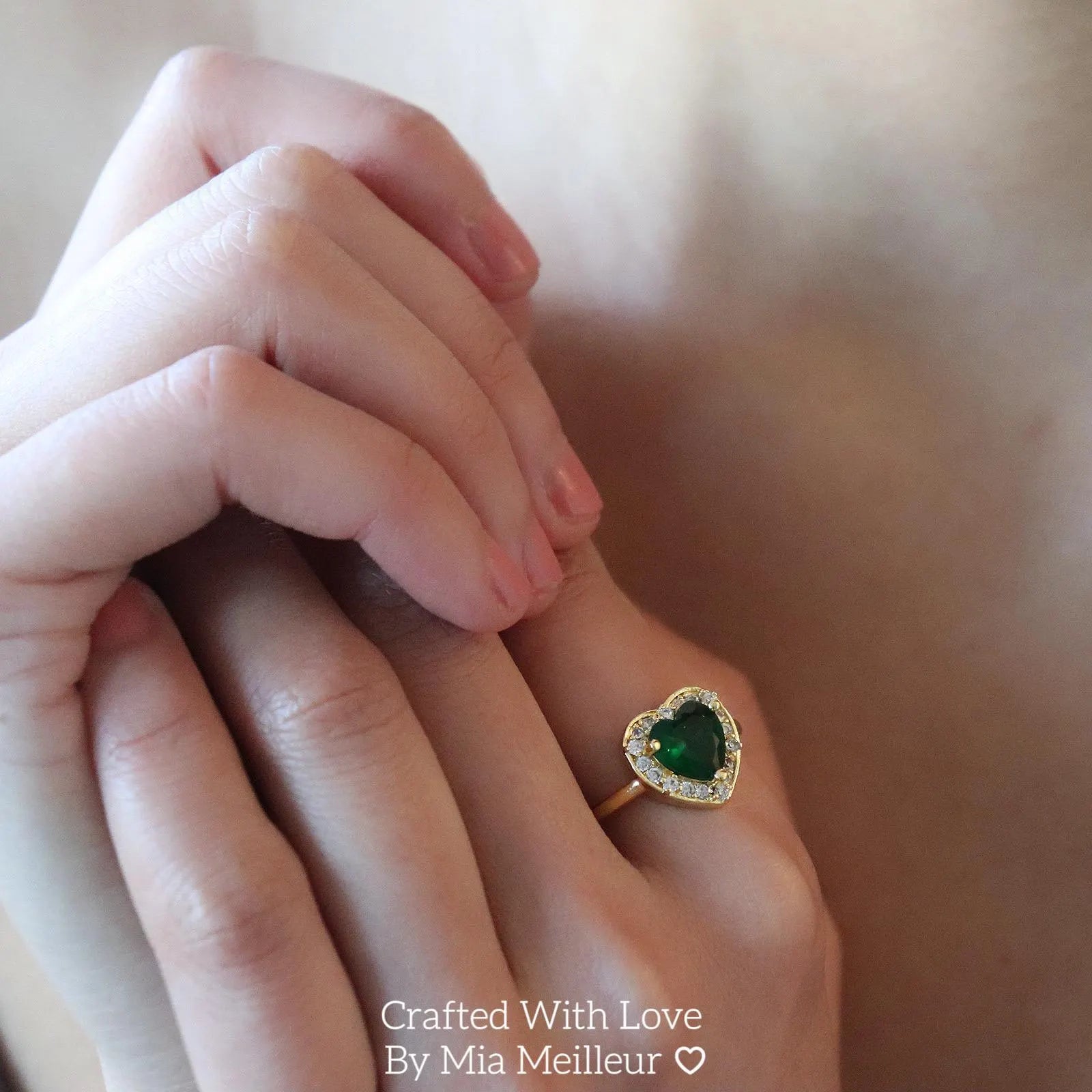 Emerald Heart Gold Ring