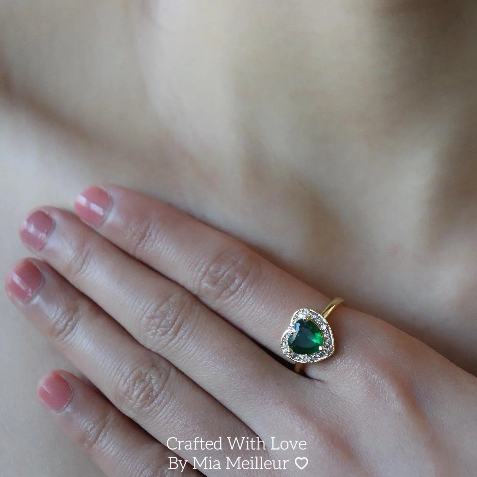 Emerald Heart Gold Ring