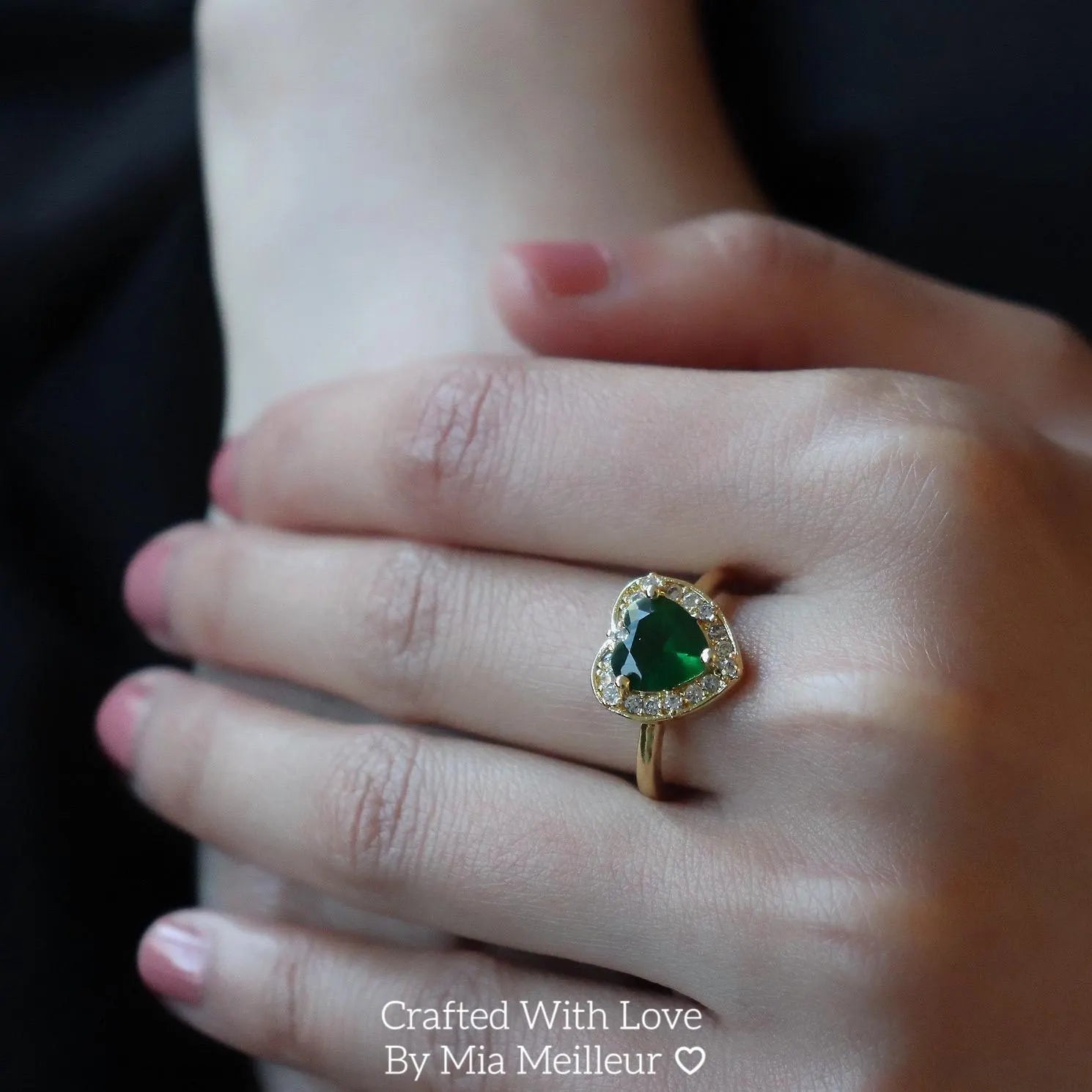 Emerald Heart Gold Ring