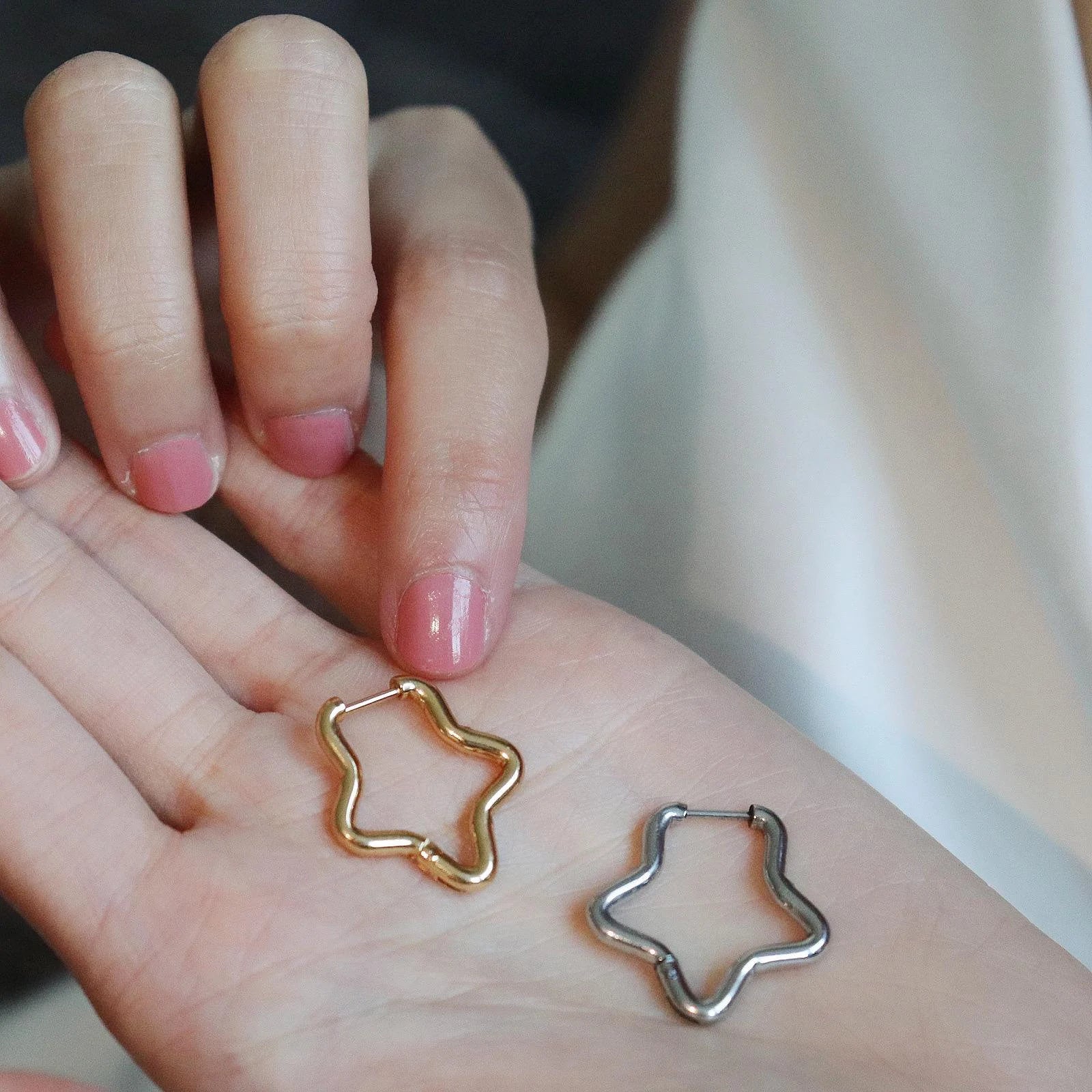 Minimalist Star Shaped Hoop Earring