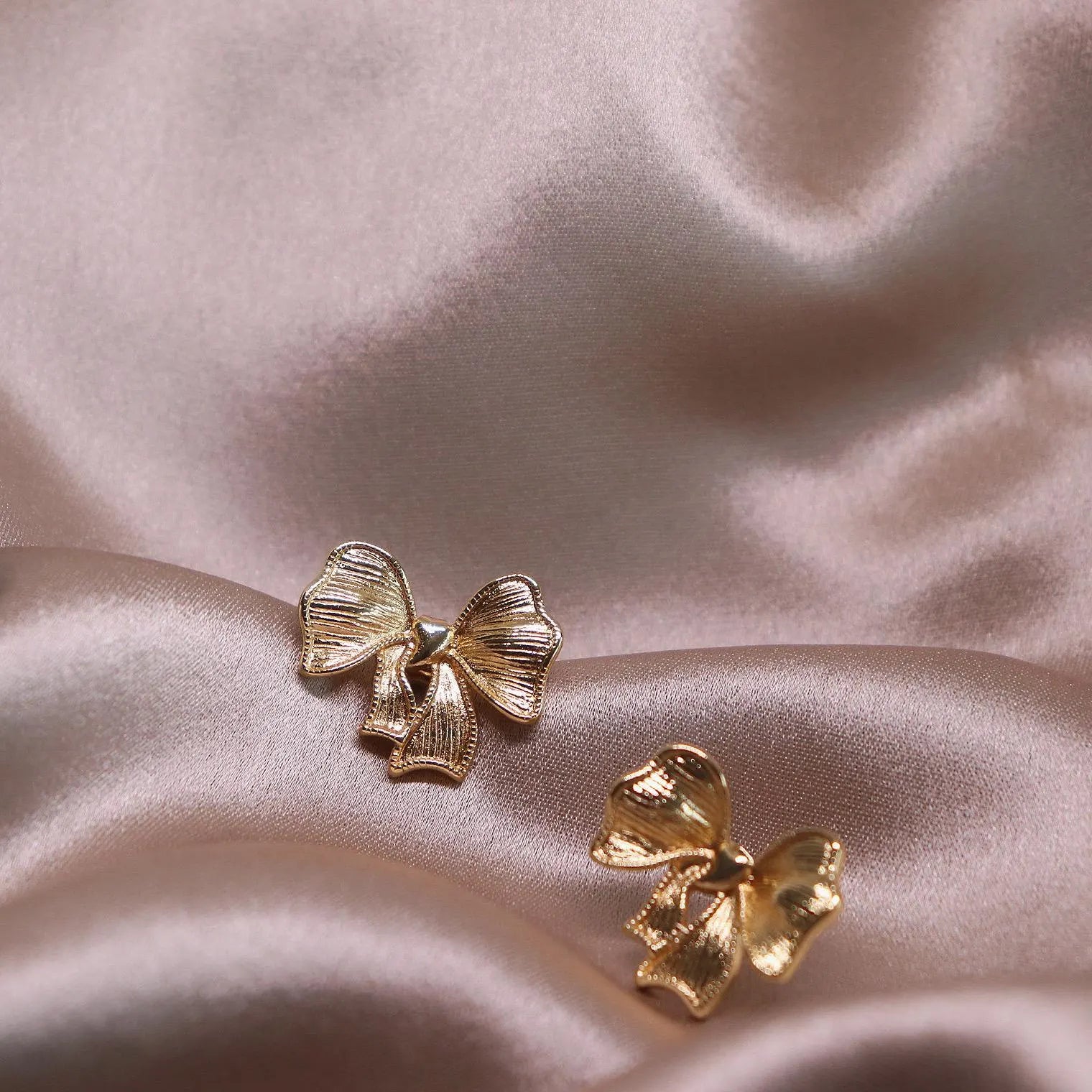 Textured Ribbon Bow Stud Earrings