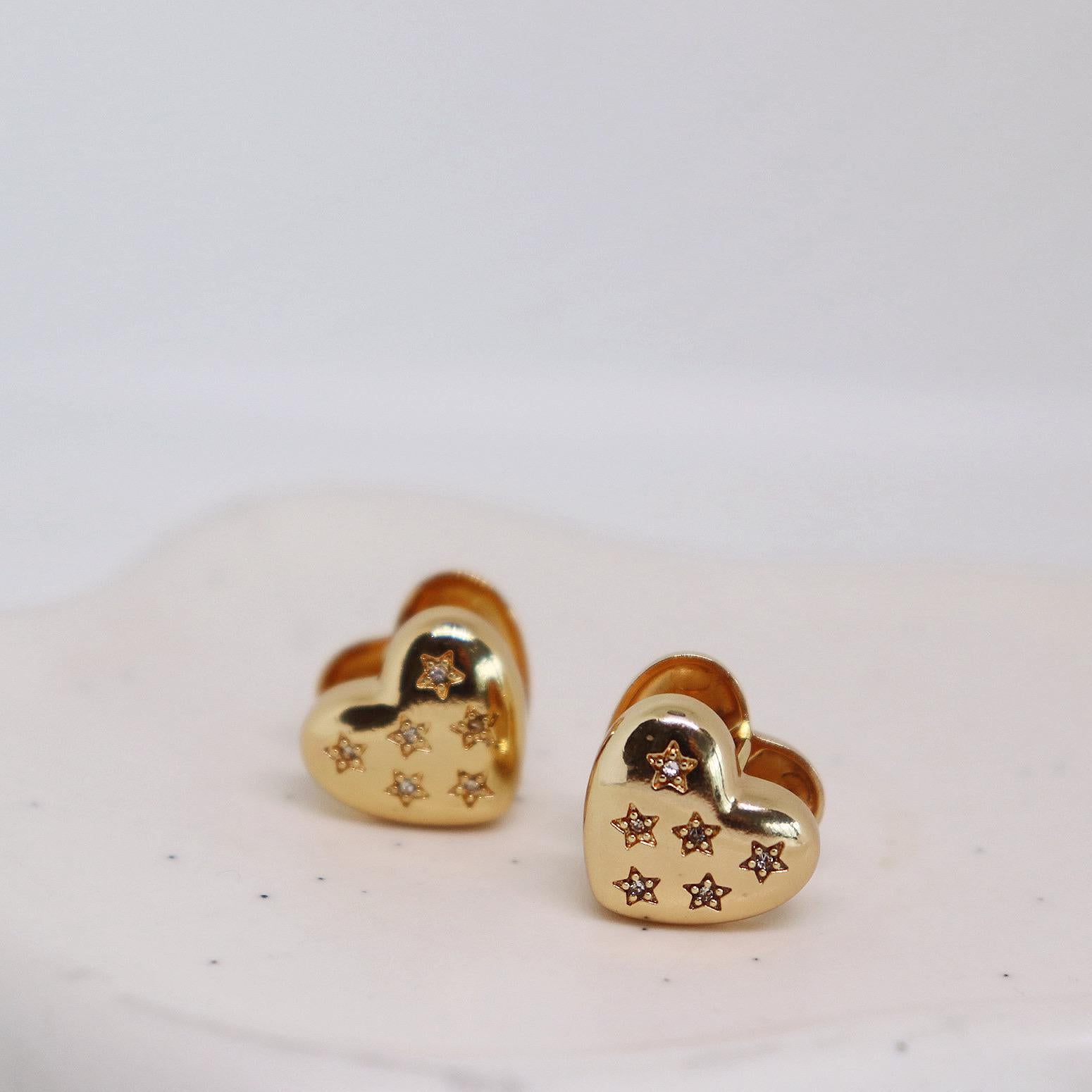 Chunky Star Heart Clip On Earrings