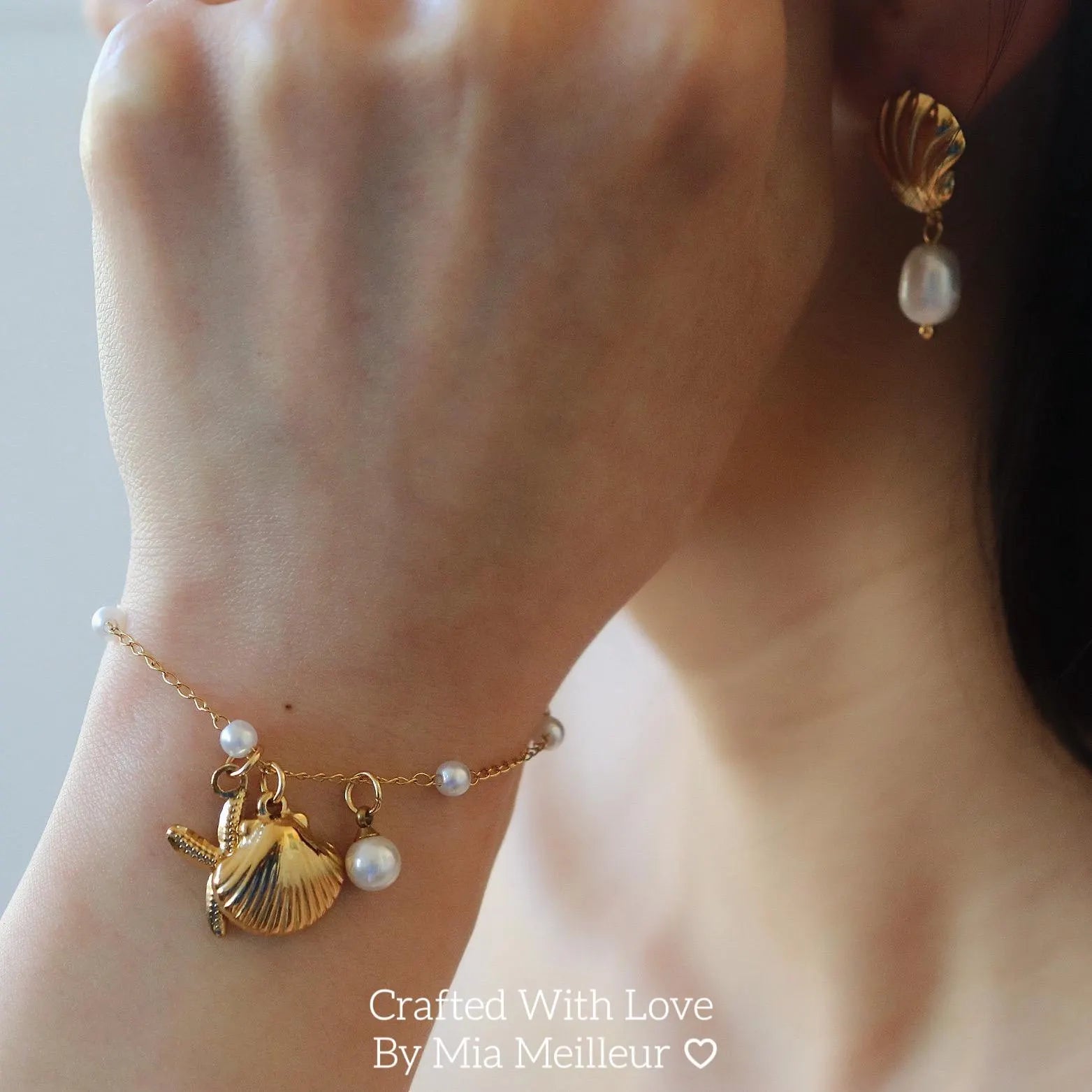 Starfish Seashell Pearl Bracelet