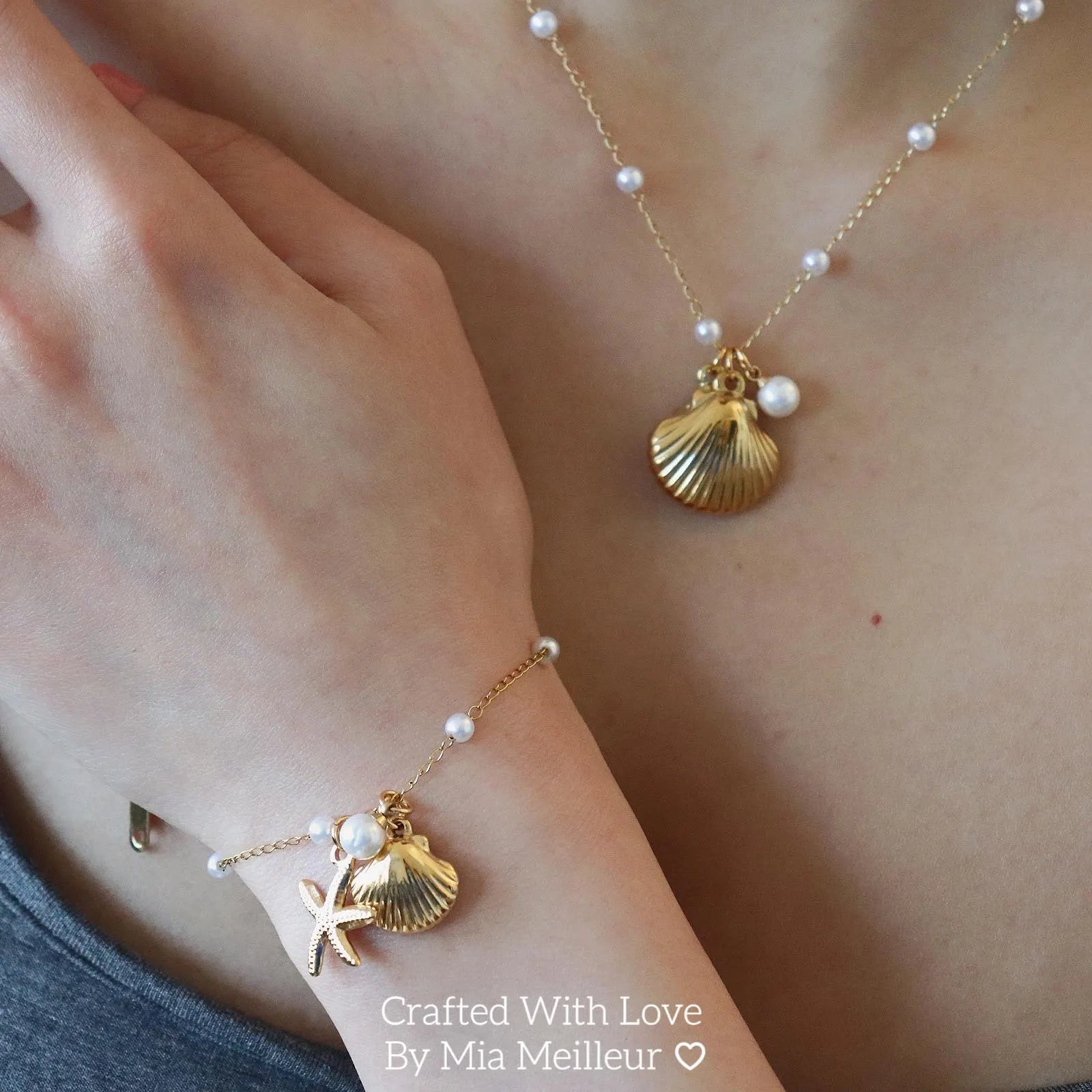 Seashell and Pearl Necklace