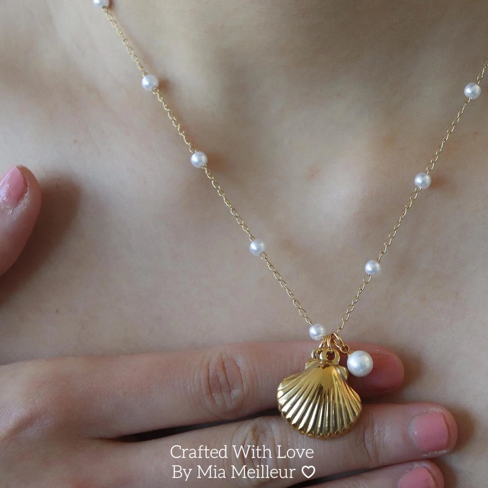 Seashell and Pearl Necklace