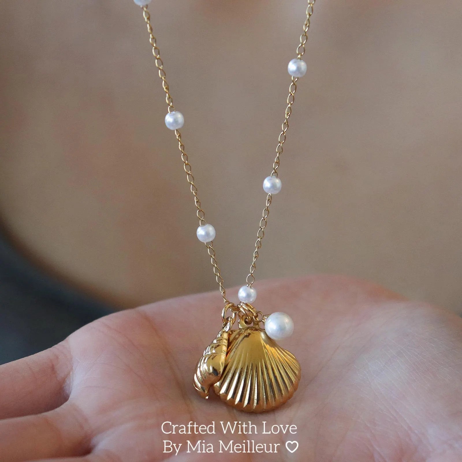 Seashell and Pearl Necklace
