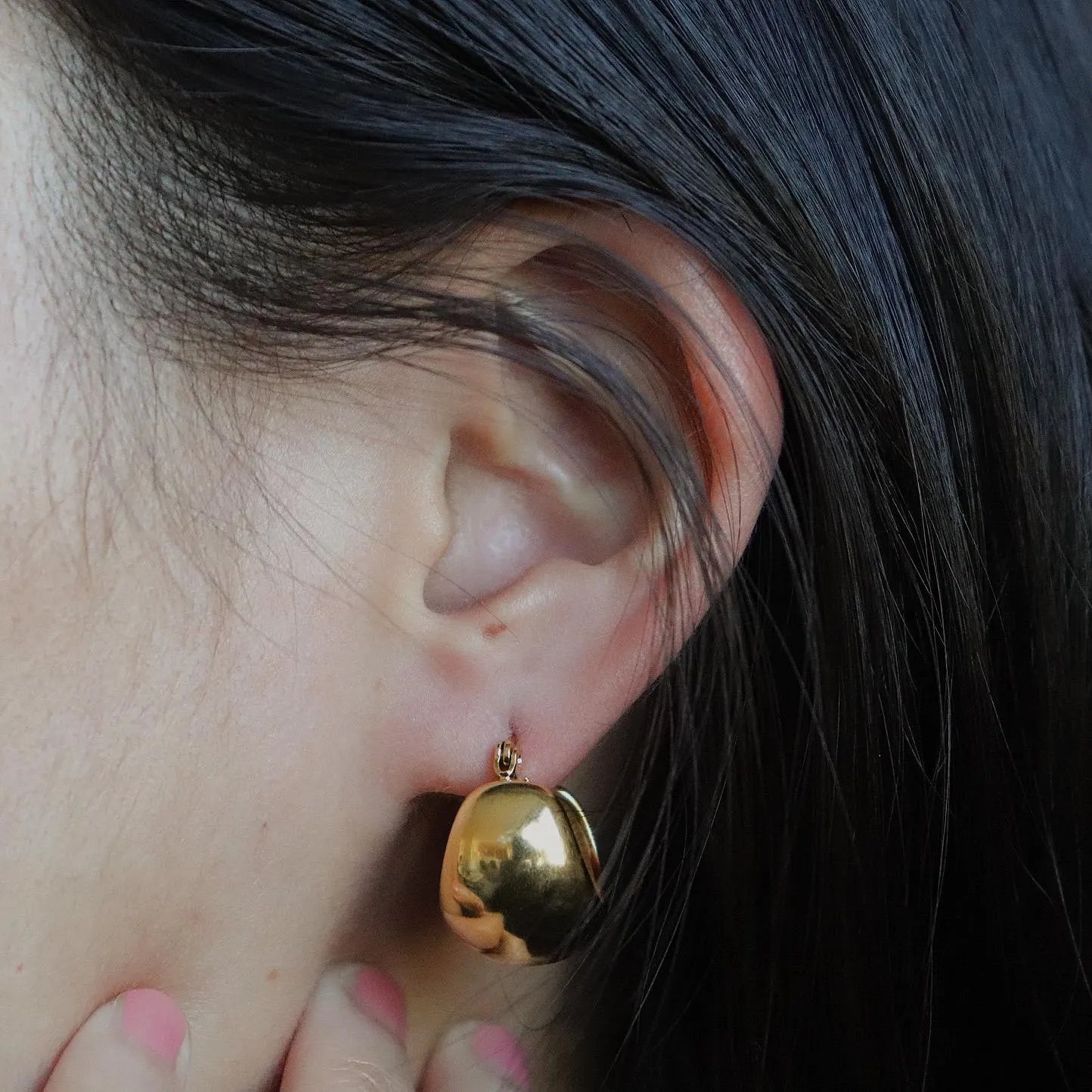 Dome Gold Hoop Earrings