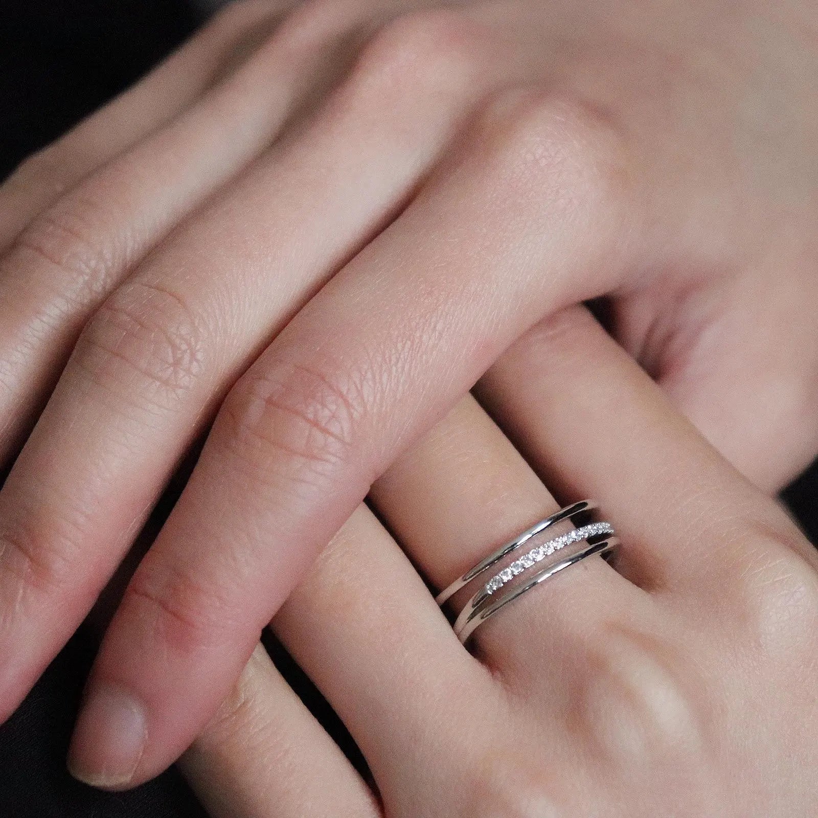 Triple Band Half Eternity Diamond Ring