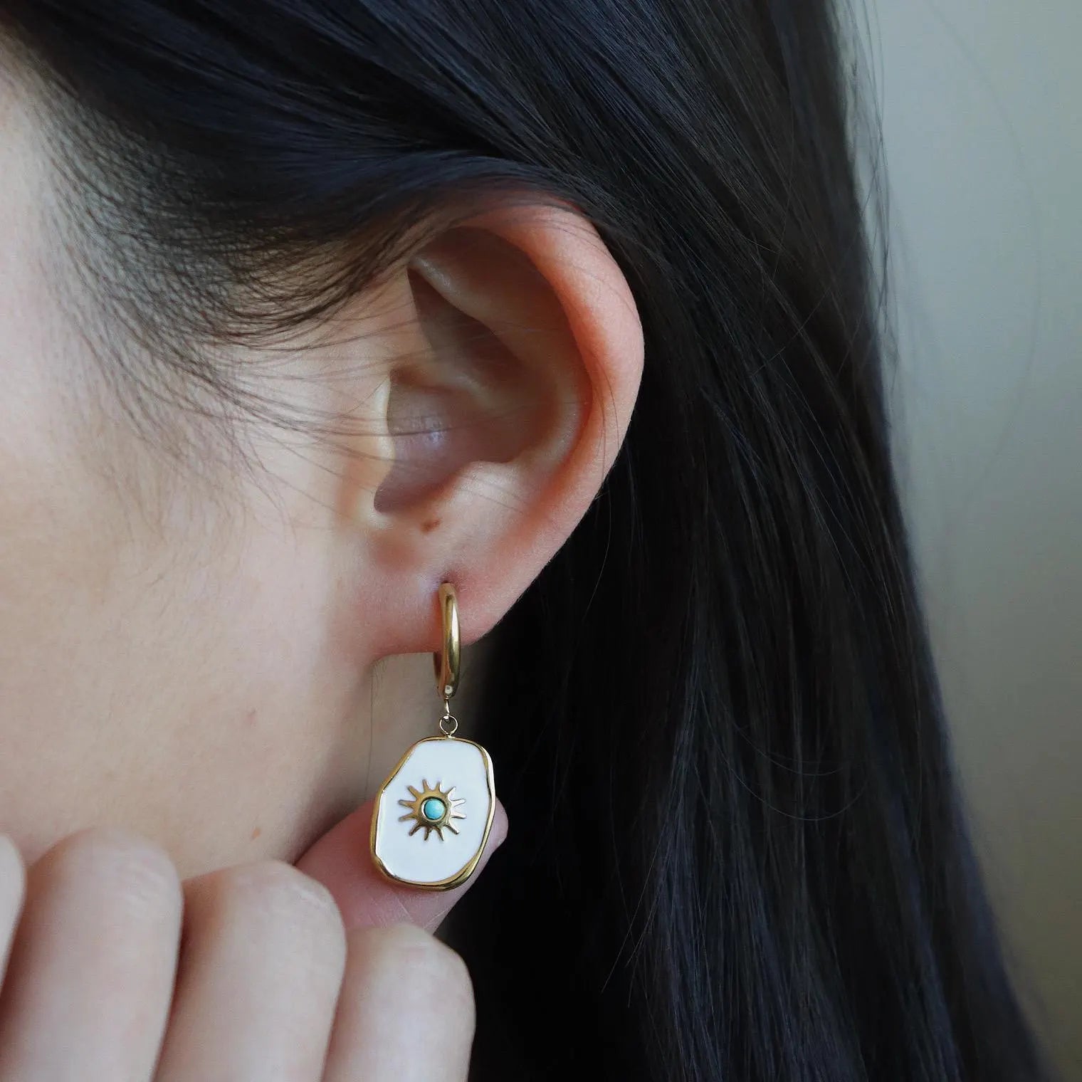 Turquoise Sun Pendant Earrings