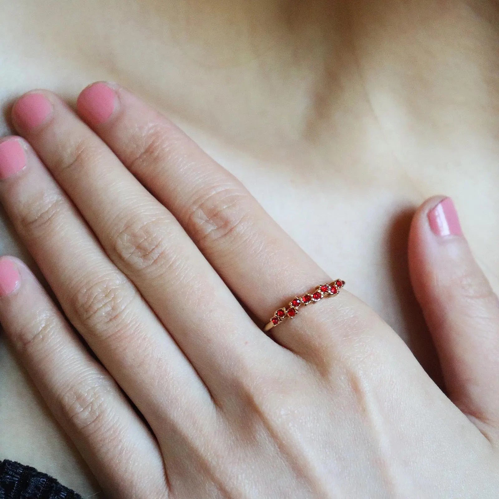 Dainty Amethyst Half Eternity Band Ring