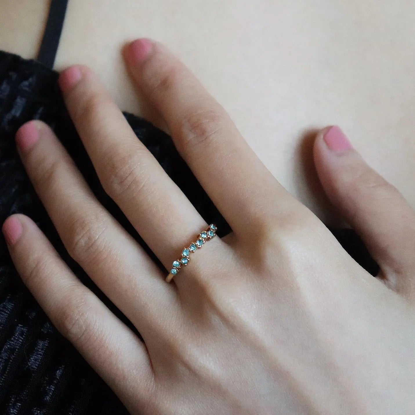 Dainty Amethyst Half Eternity Band Ring