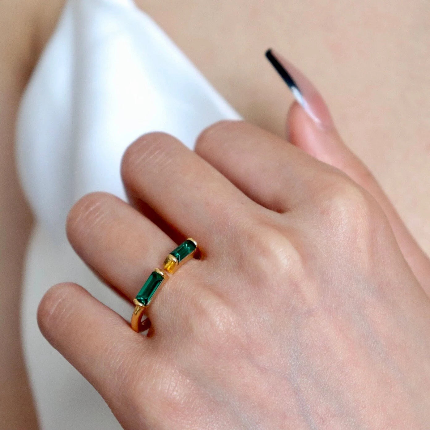 Duo Baguette Birthstone Ring