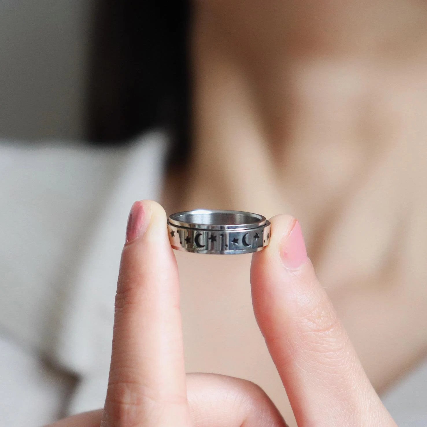 Moon and Stars Spinning Ring