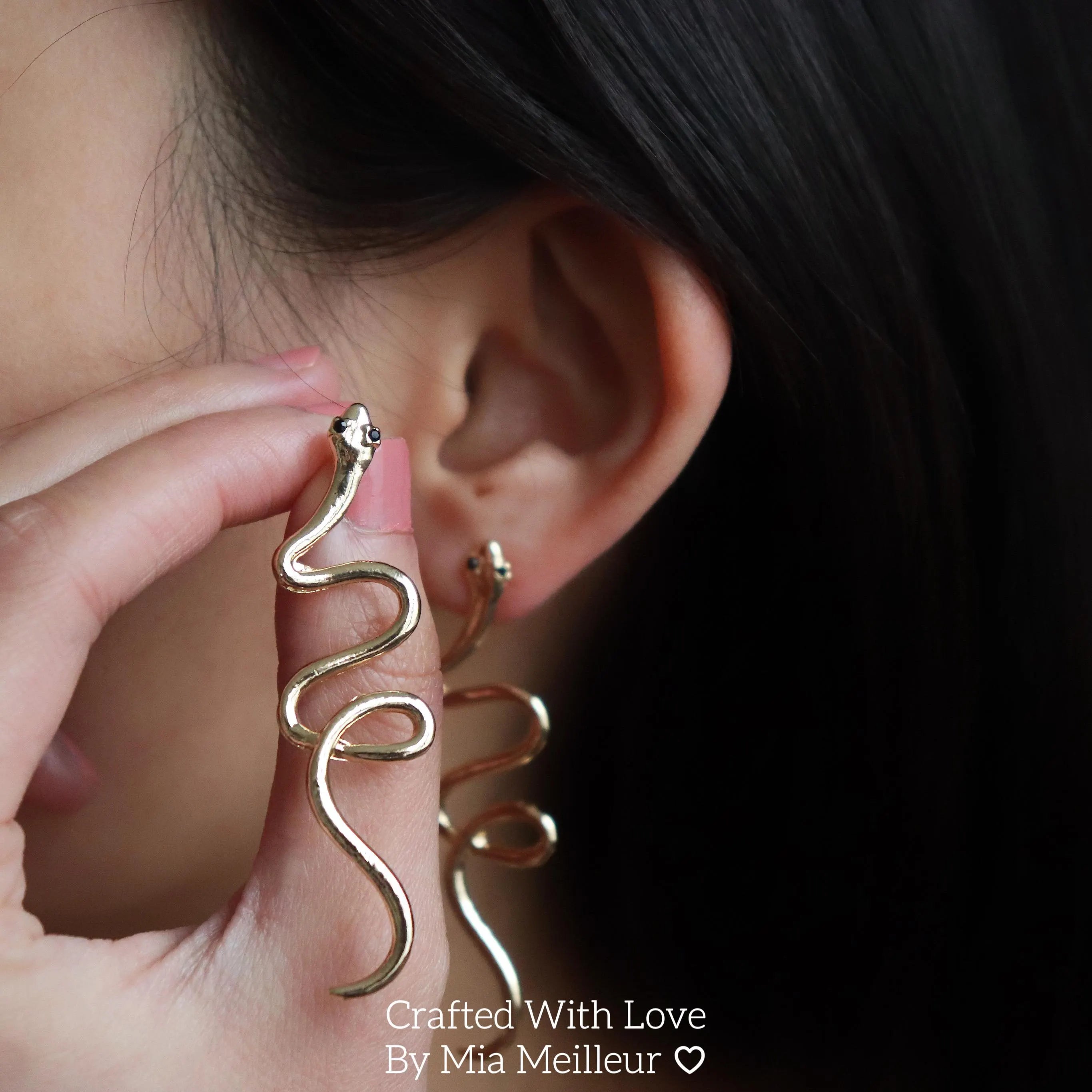 Gold Snake Stud Earrings