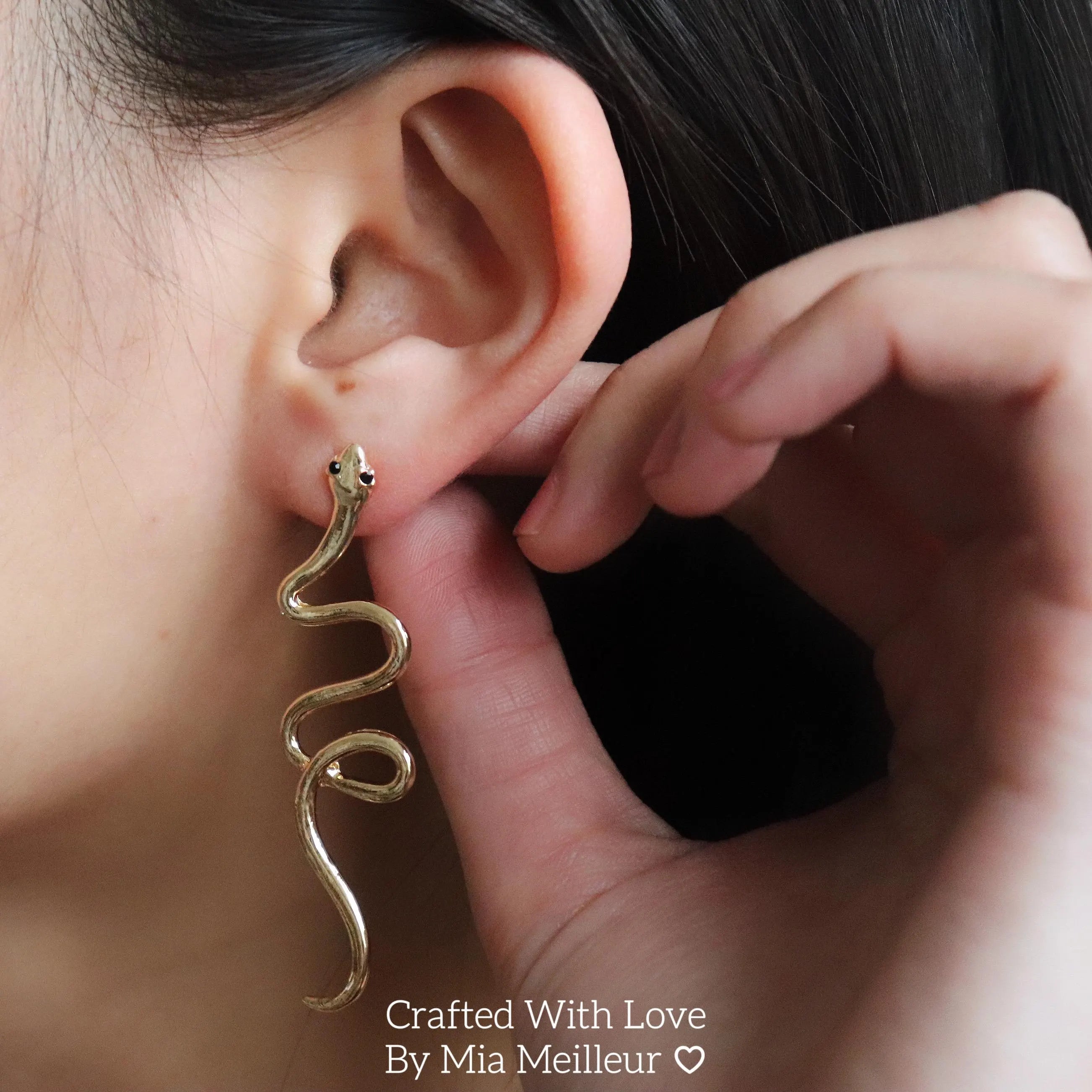 Gold Snake Stud Earrings