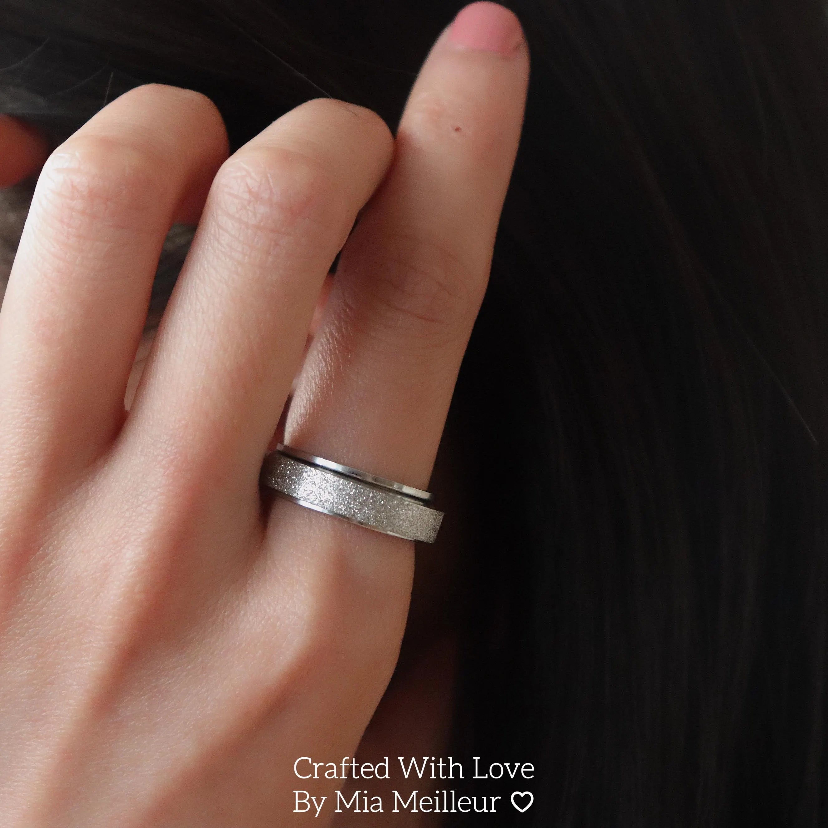 Glittery Silver Spinning Ring