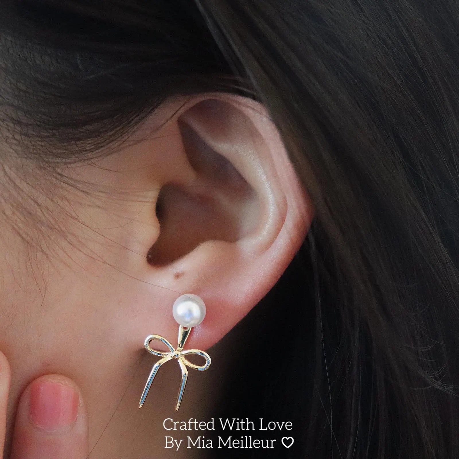 Dainty Pearl & Bow Earrings