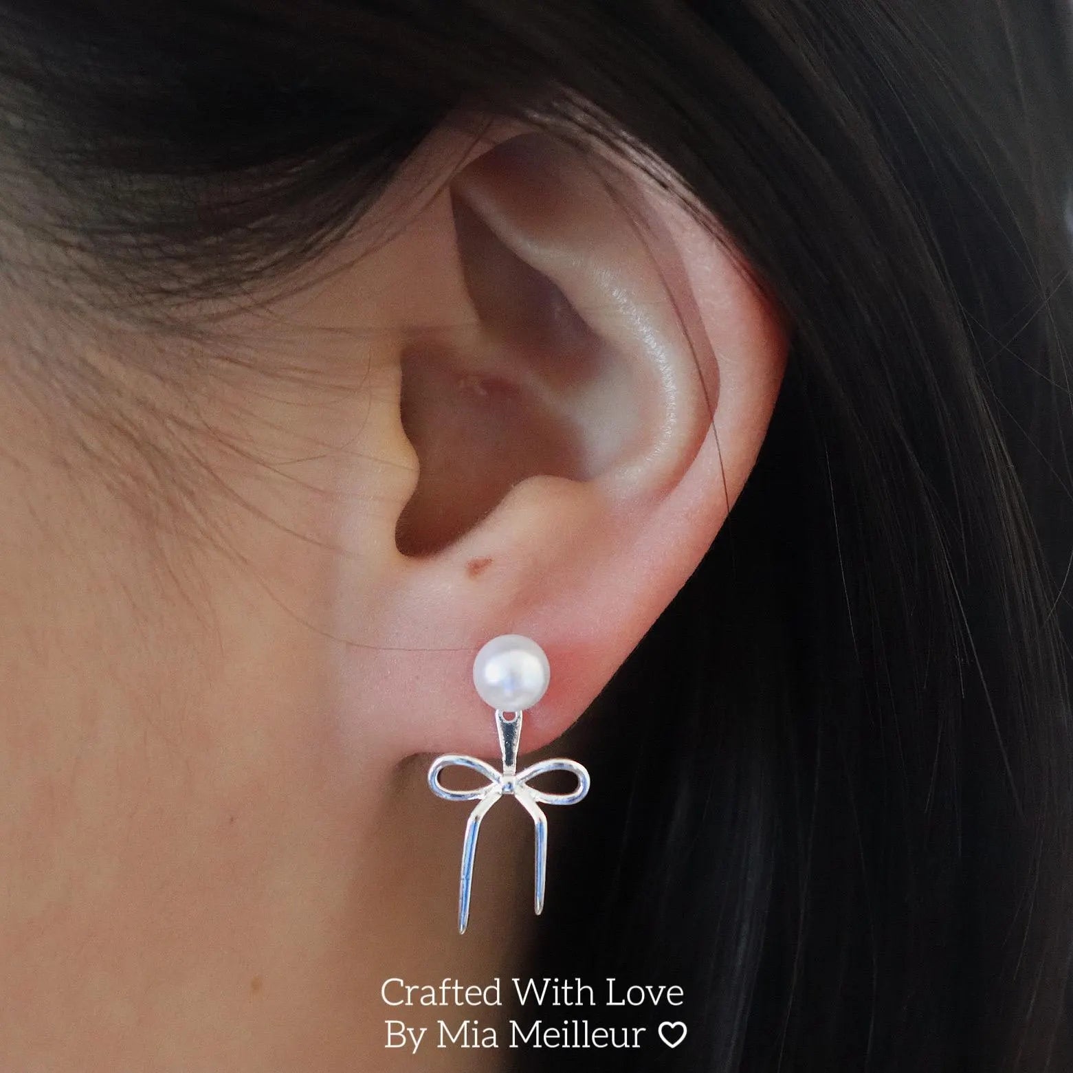 Dainty Pearl & Bow Earrings
