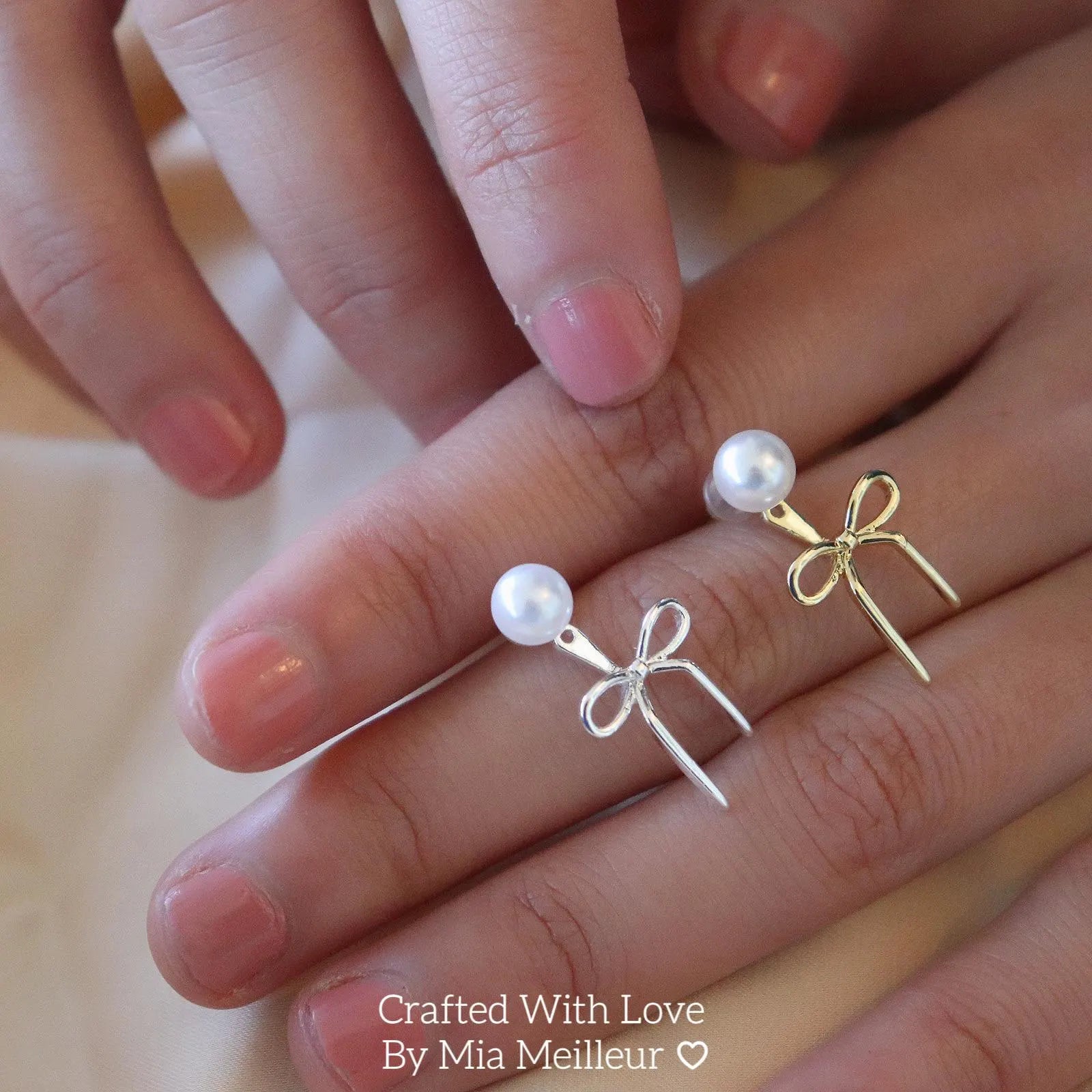 Dainty Pearl & Bow Earrings