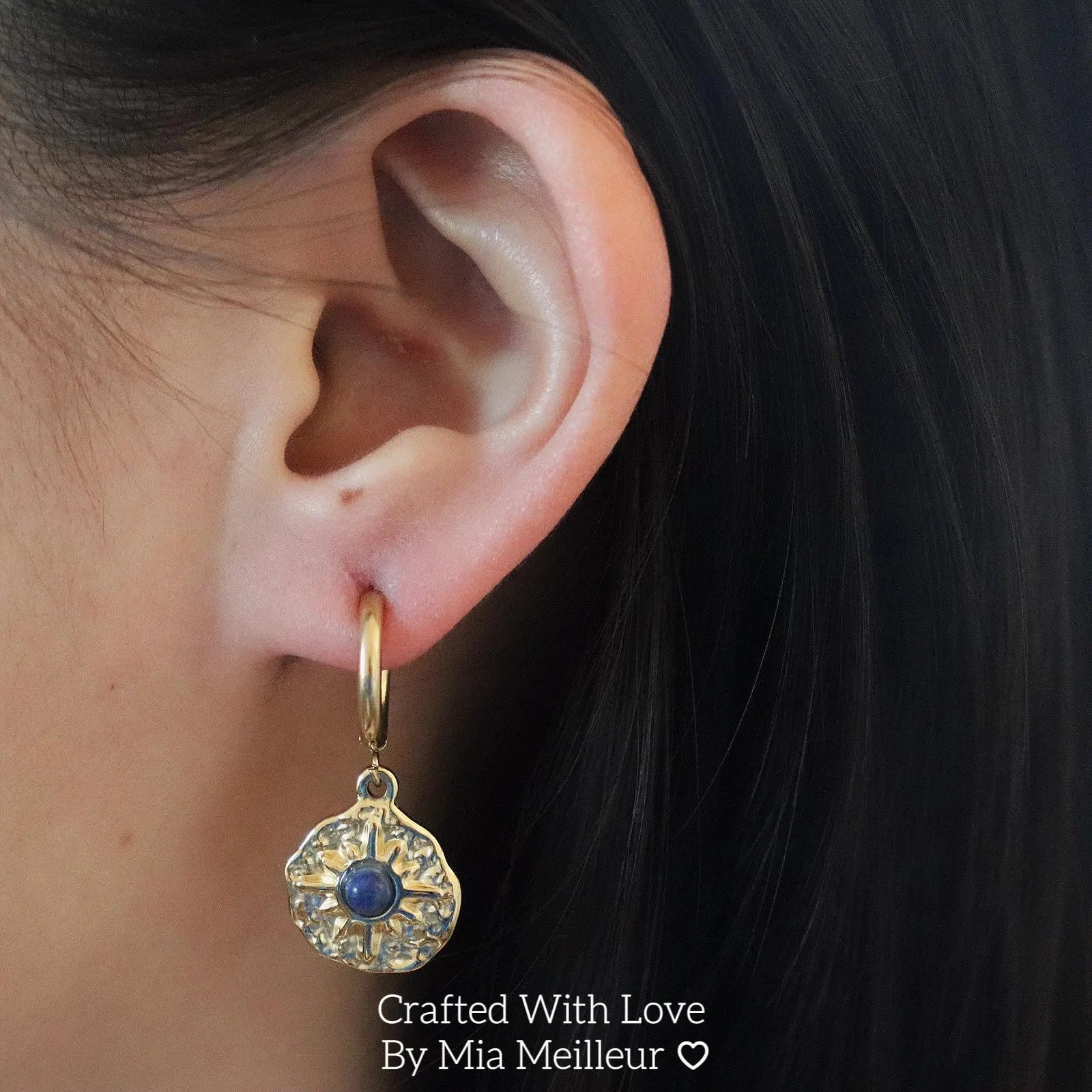 Star Lapis Lazuli Hoop Earrings