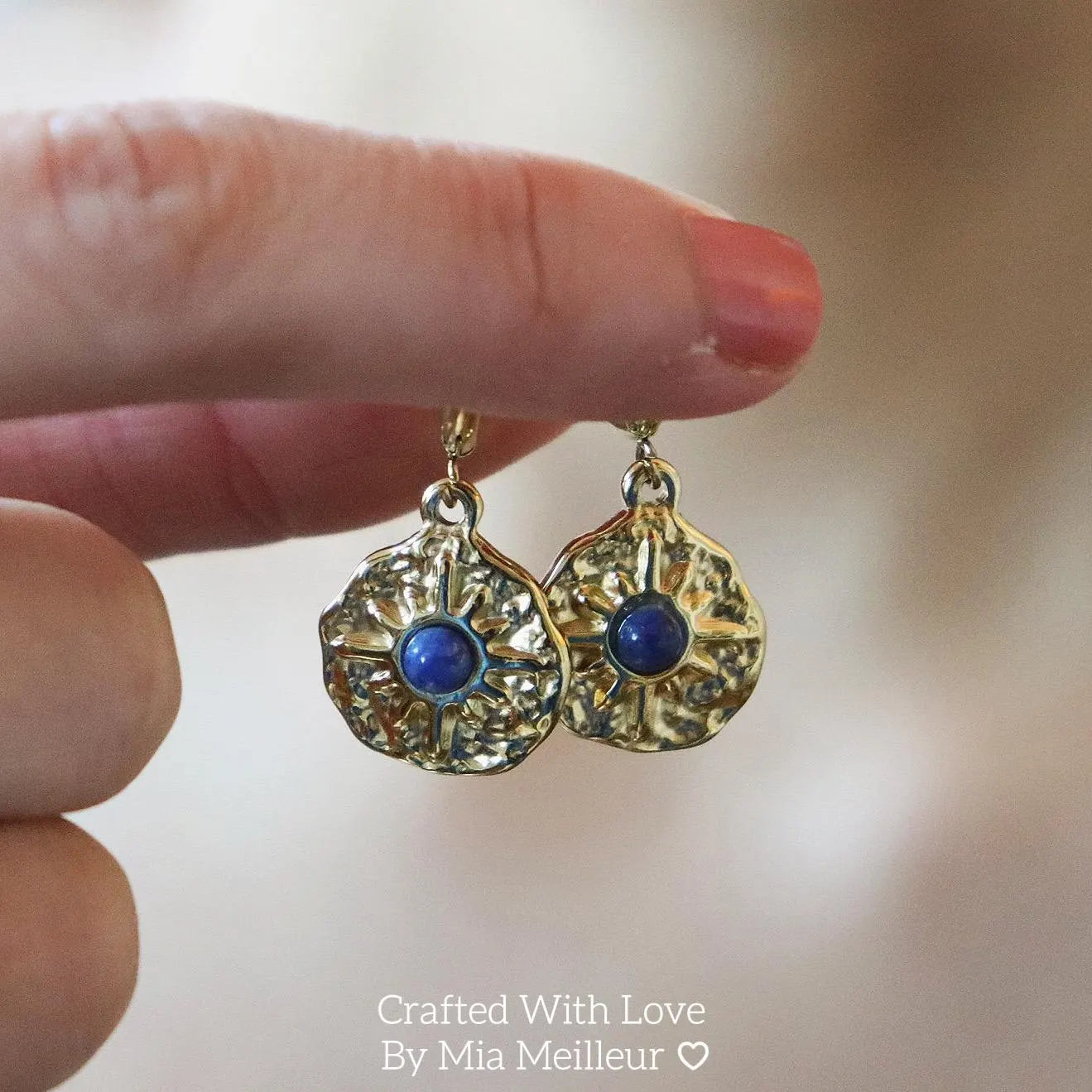 Star Lapis Lazuli Hoop Earrings