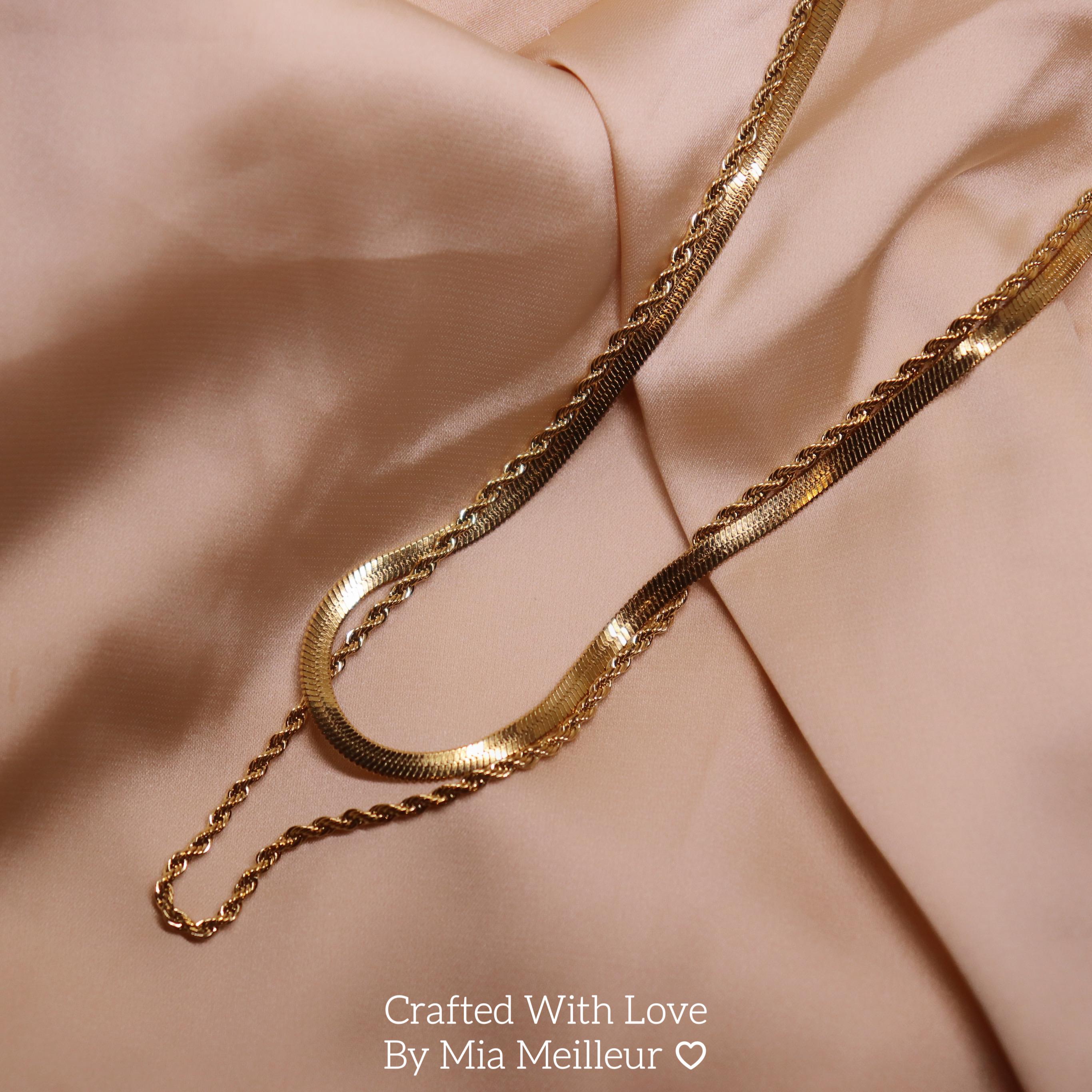 Duo Chain Herringbone Necklace