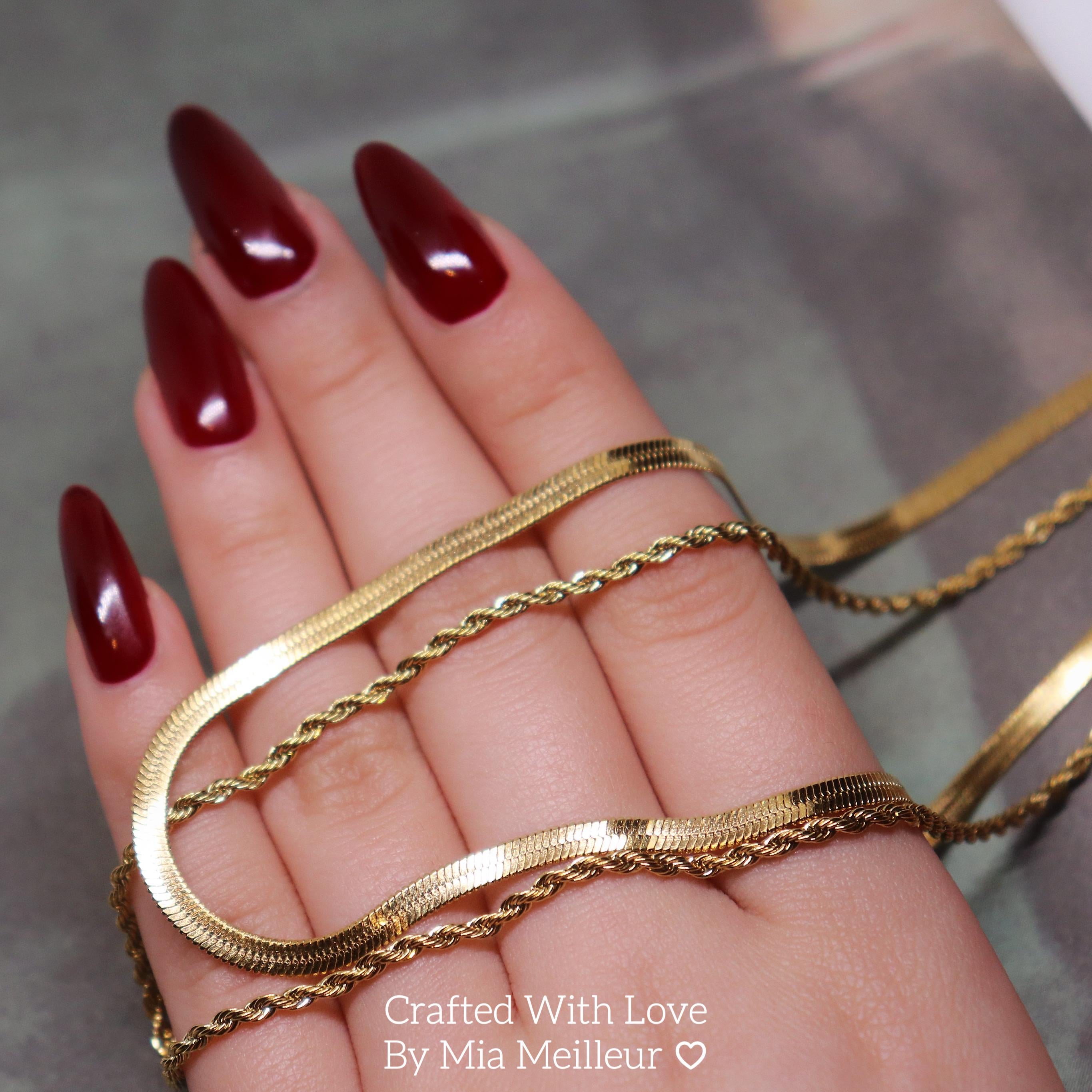 Duo Chain Herringbone Necklace