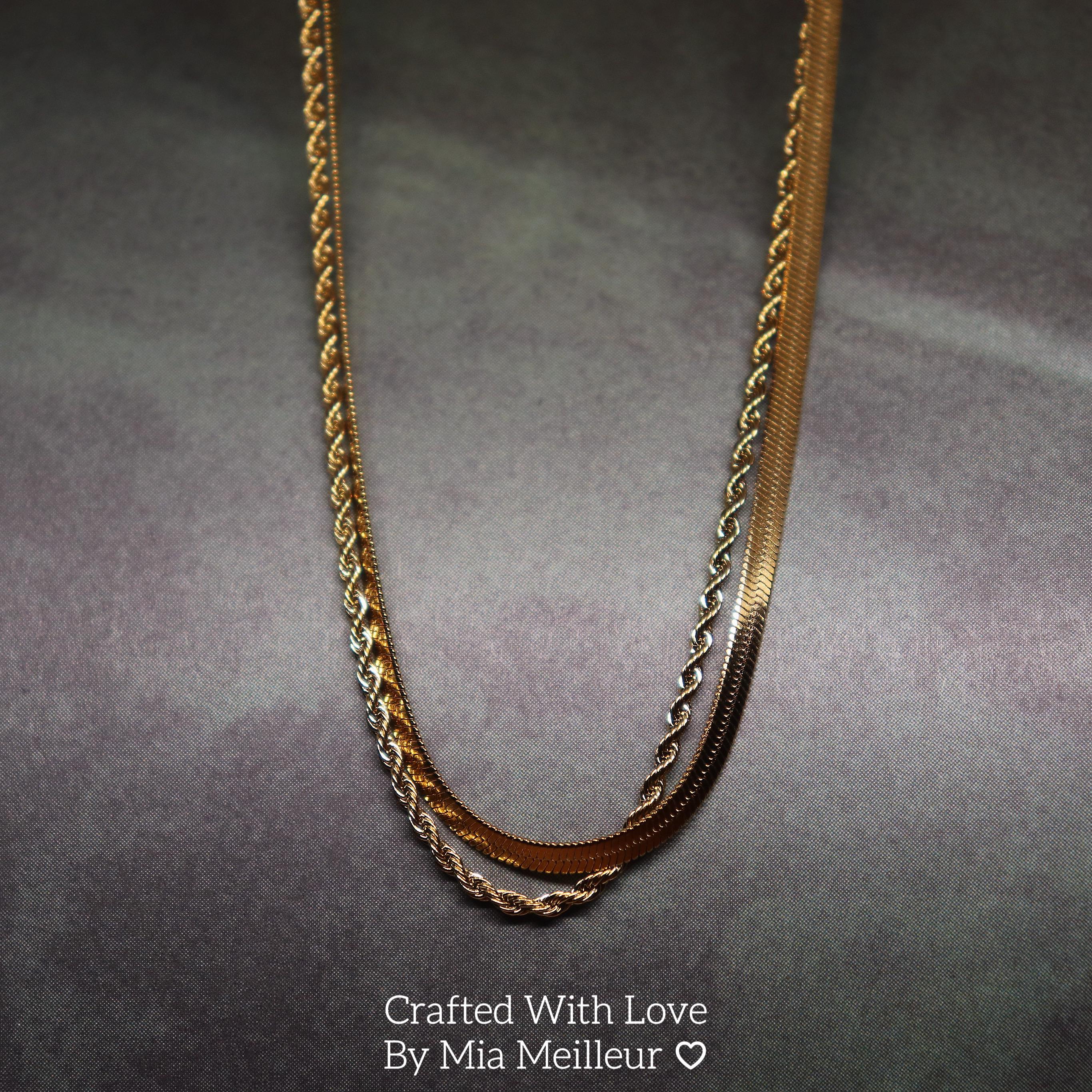 Duo Chain Herringbone Necklace