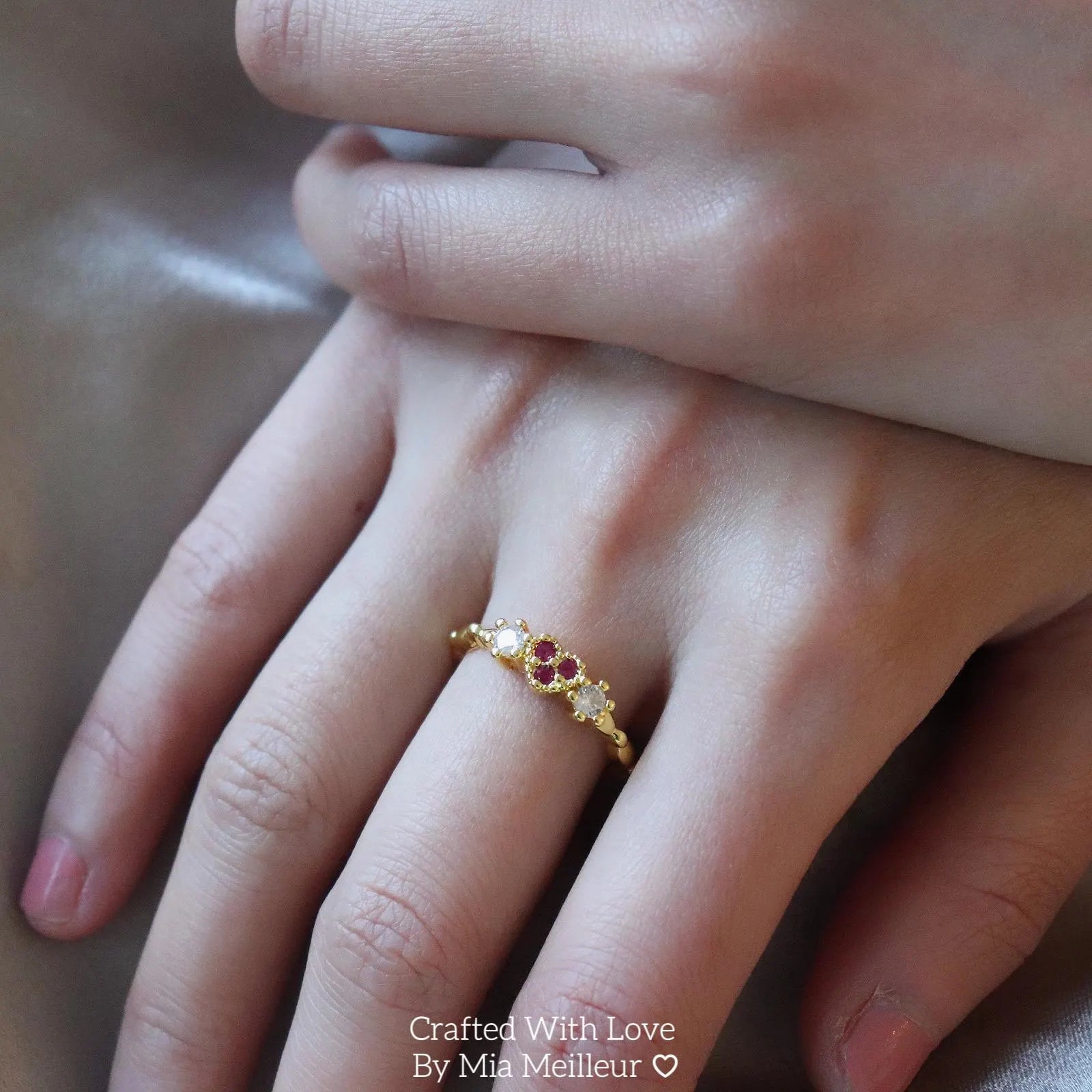 Dainty Ruby Heart Ring