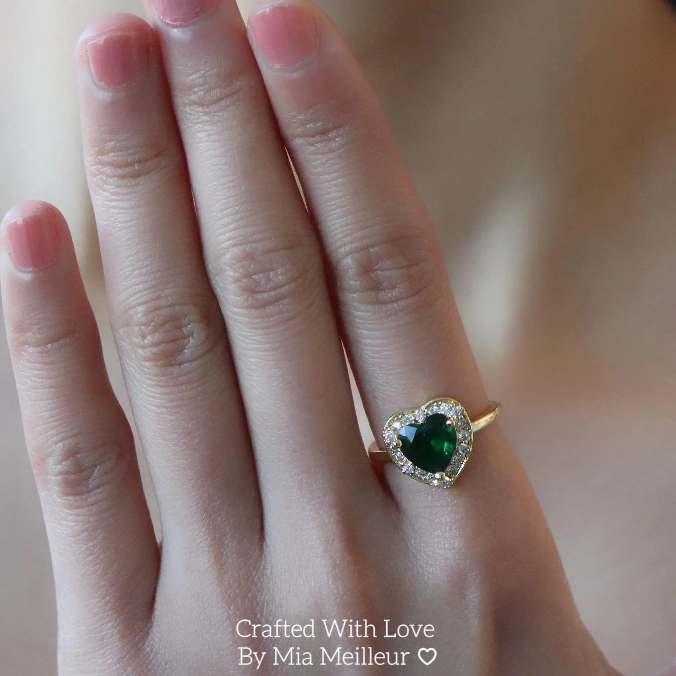 Emerald Heart Gold Ring