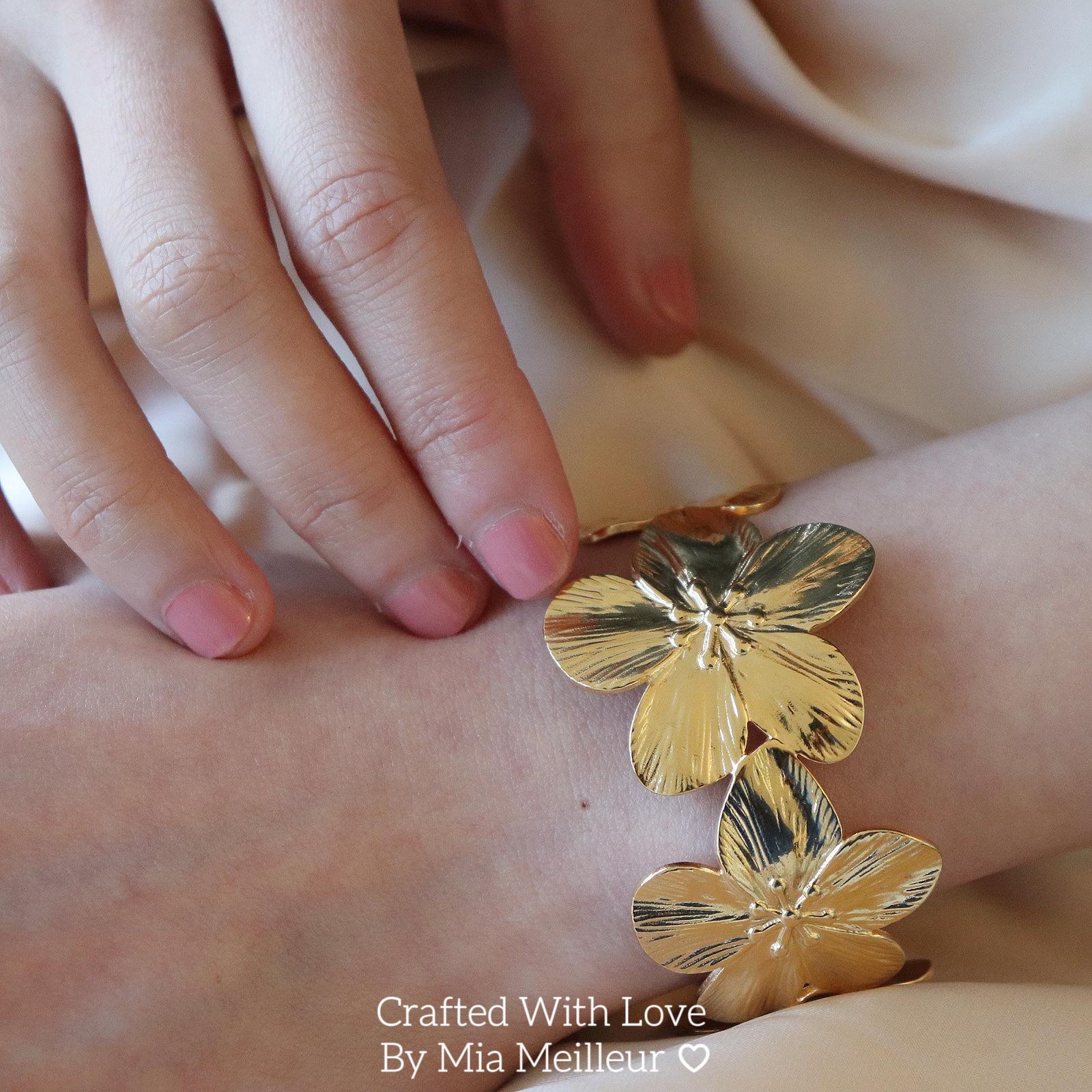 Golden Flower Cuff Bracelet