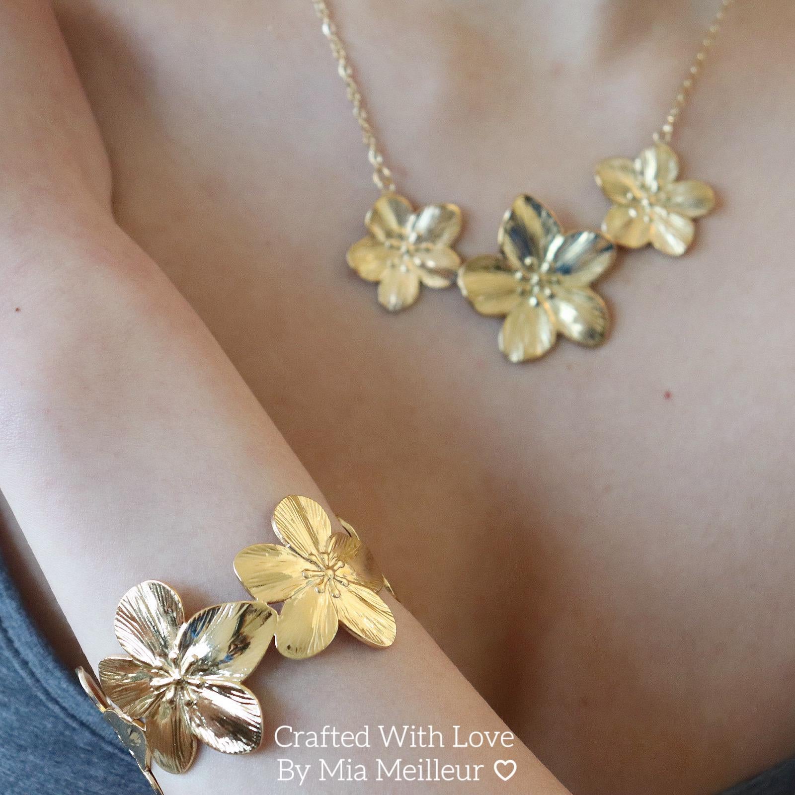 Golden Flower Cuff Bracelet