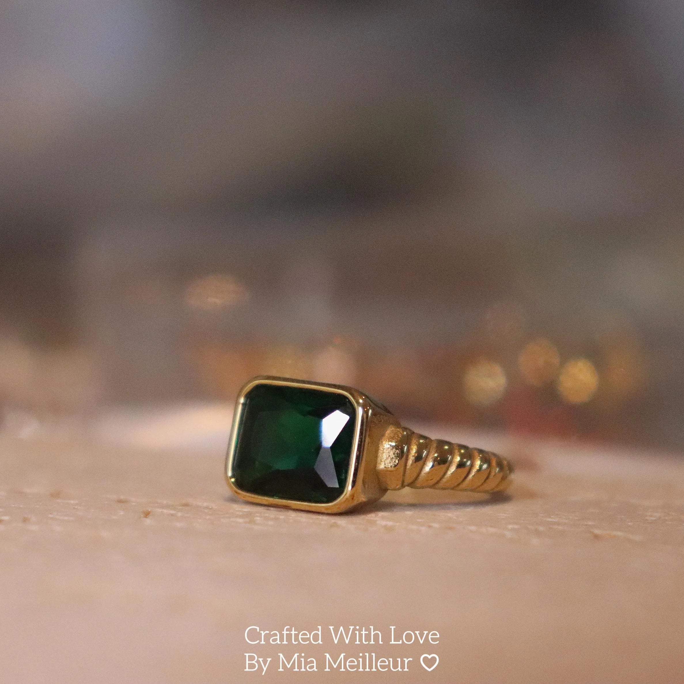 Baguette Cut Emerald Gold Ring